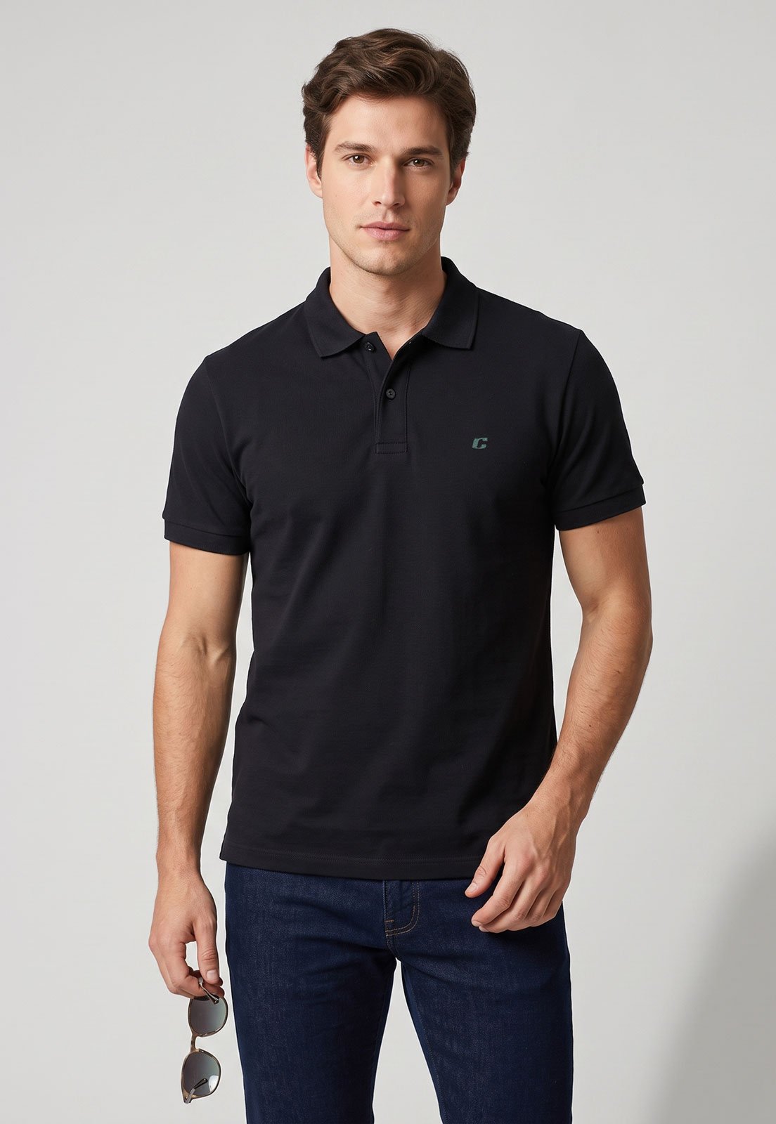 Camisa Polo Colcci Regular Logo Preta
