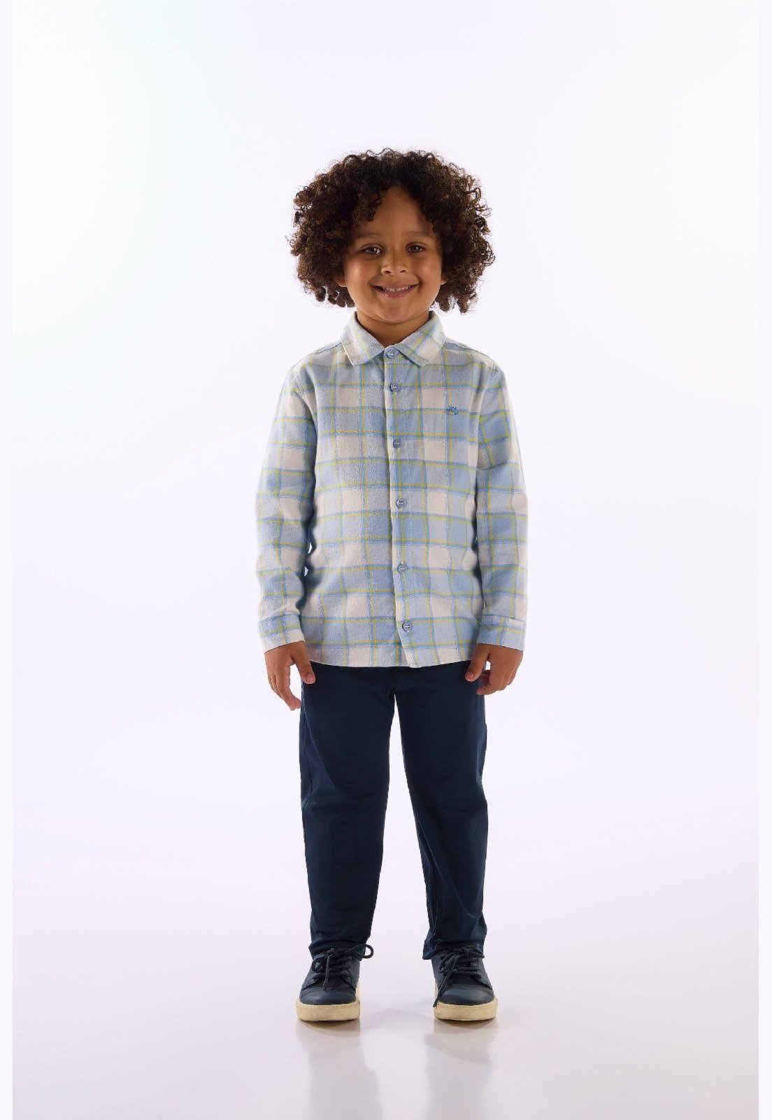 Infantil - Camisa Para Menino Xadrez Up Baby Azul