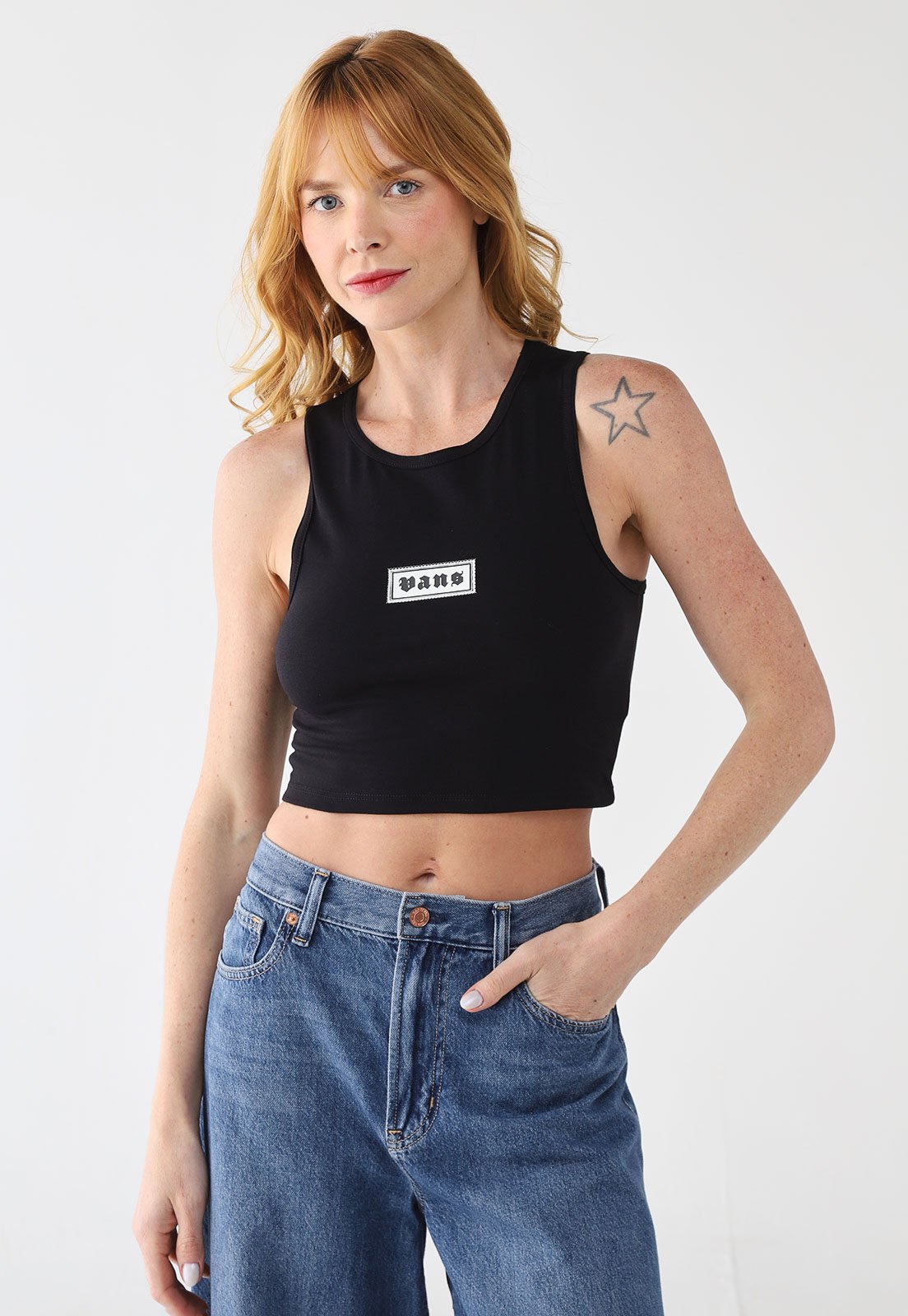 Regata Feminina Vans Knit Cropped Preta