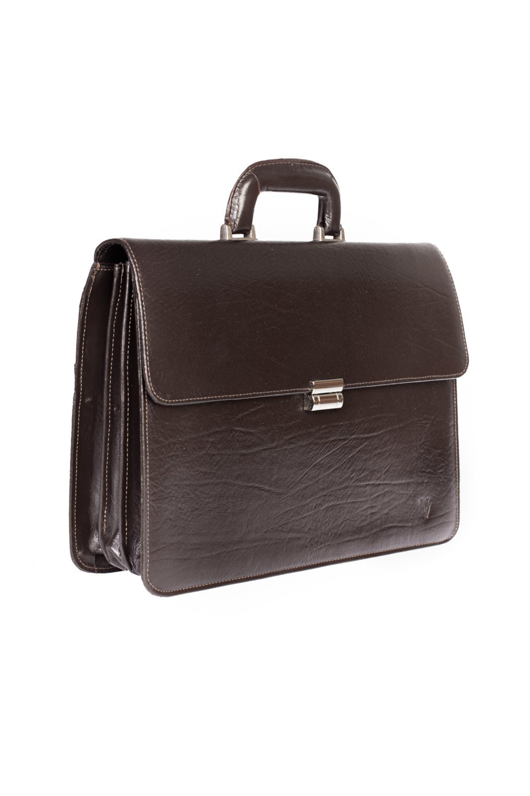 Vista 3 Maleta Vira Vento De Couro Masculina Matias - Café preto Vira Vento preto