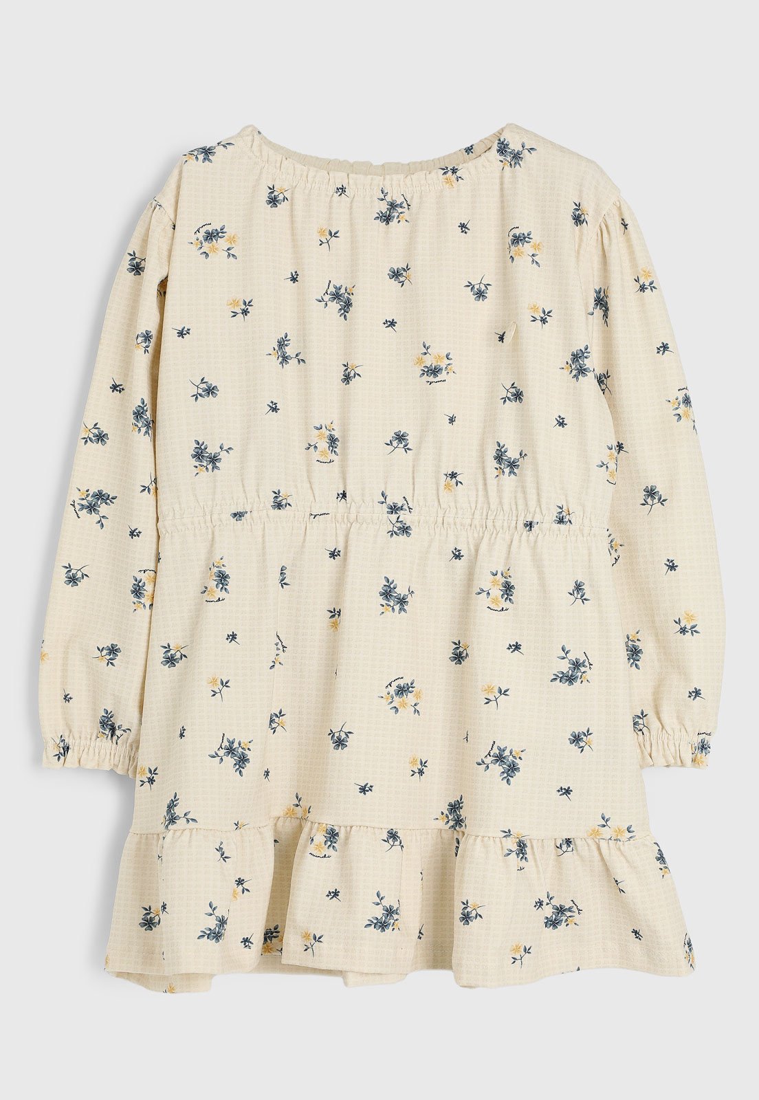 Infantil – Vestido Brandili Mundi Manga Longa Floral e Folhagem Off-White