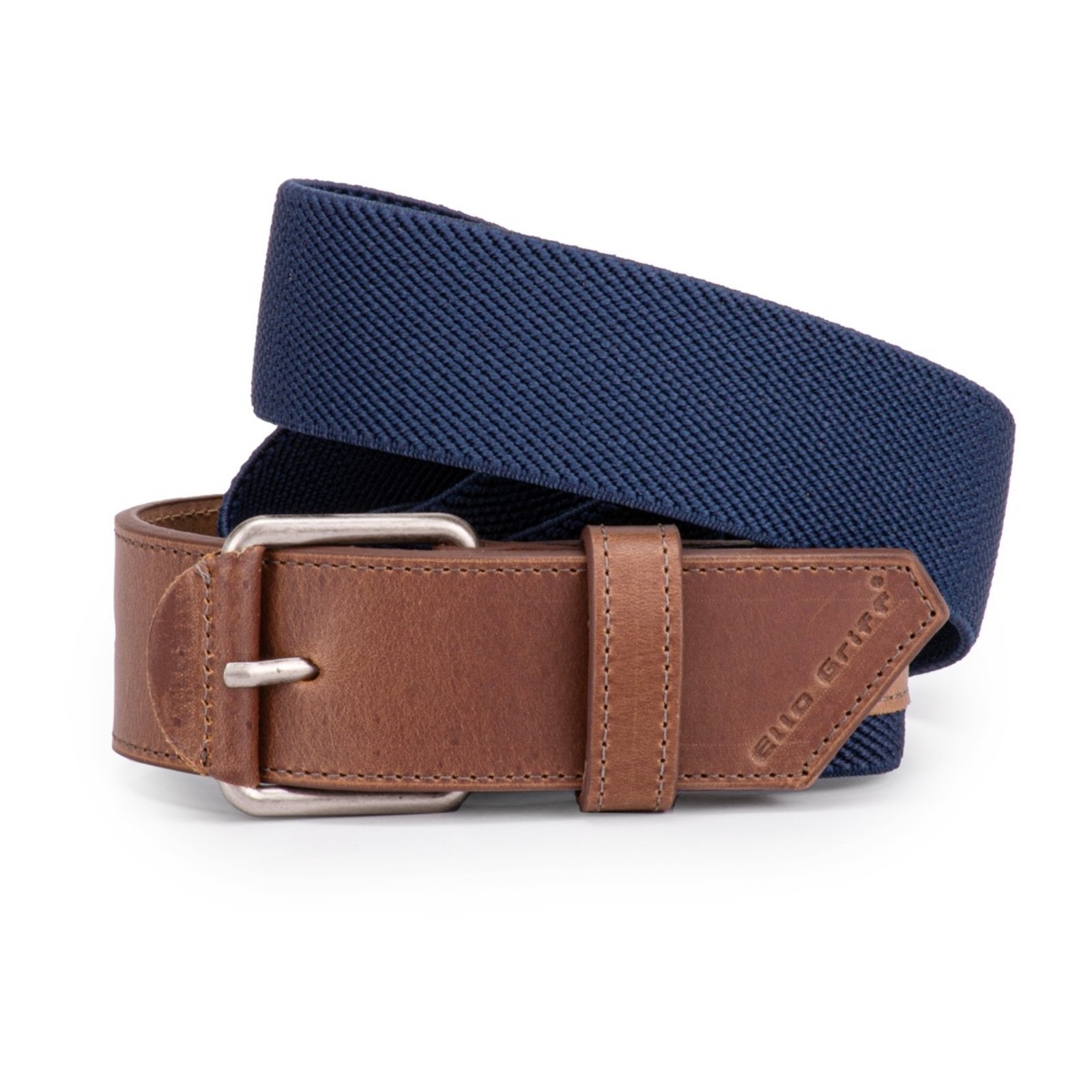 Cinto Masculino Couro Legítimo Elástico Esportivo Plus Size Ello Griff Azul-escuro