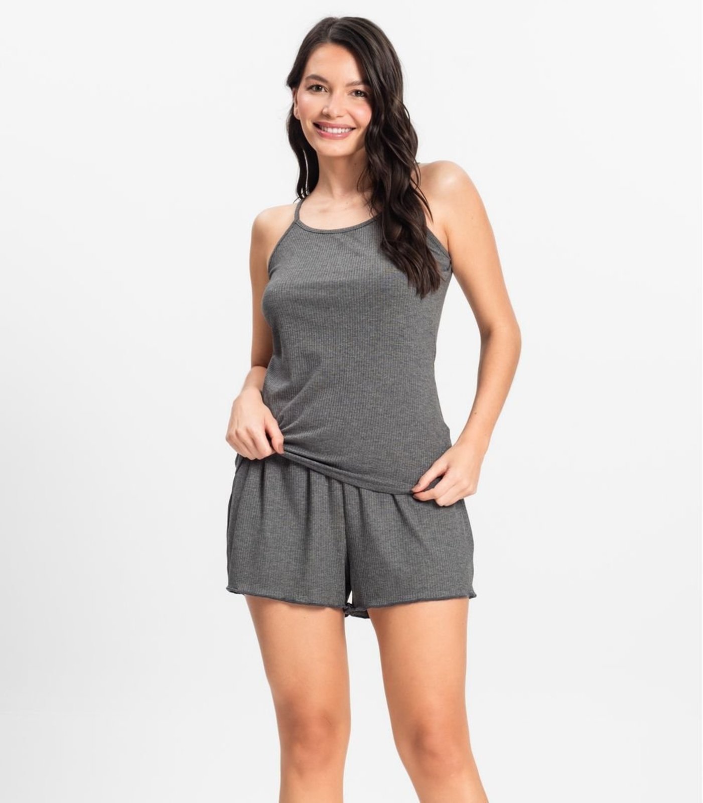 Pijama de Alça Feminino Select Cinza