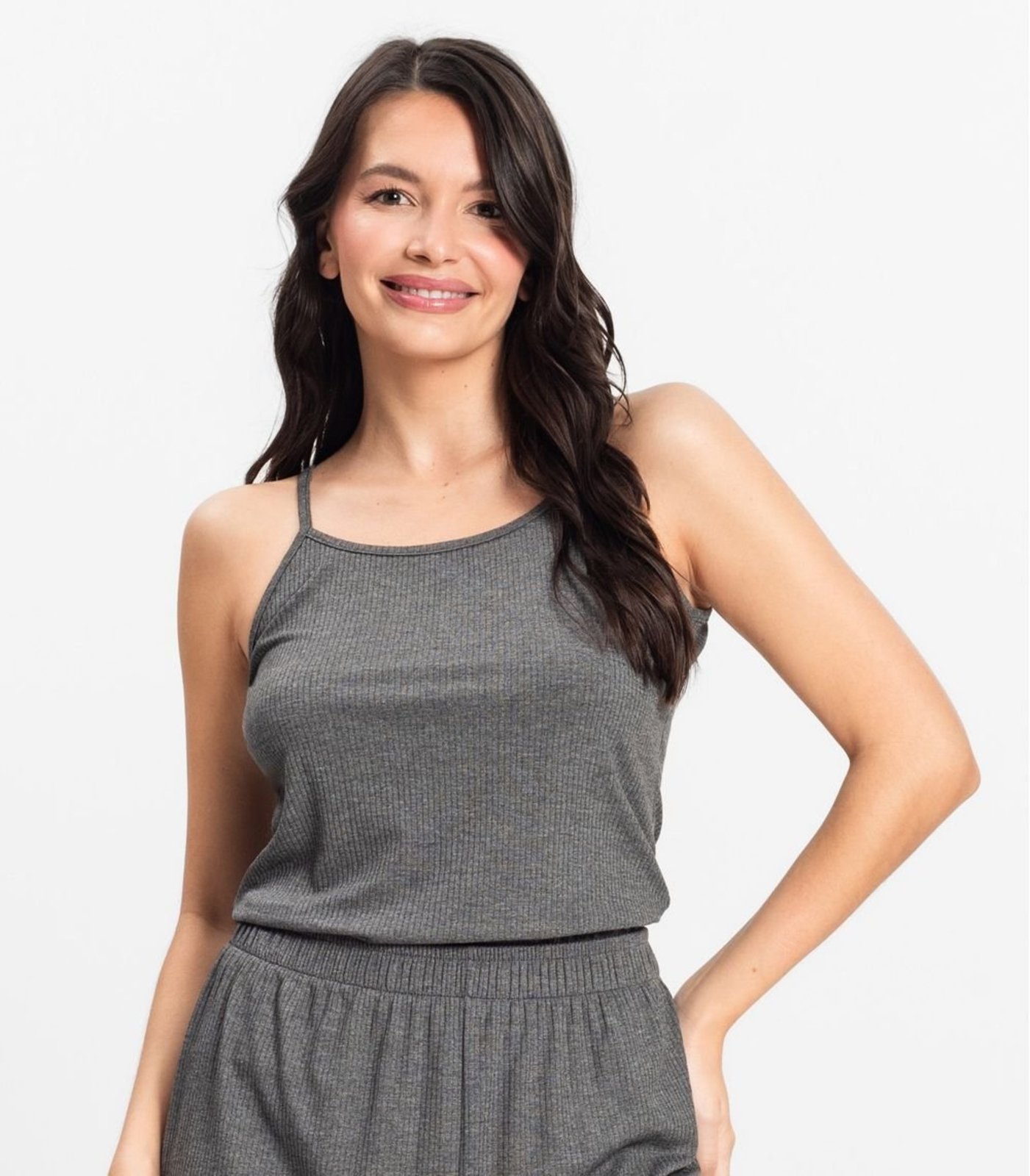 Vista 3 Pijama de Alça Feminino Select cinza Select cinza