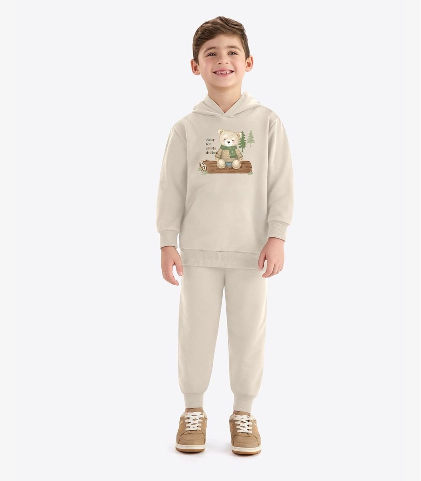 Infantil - Conjunto Blusão Com Calça Menino Rovi Bege