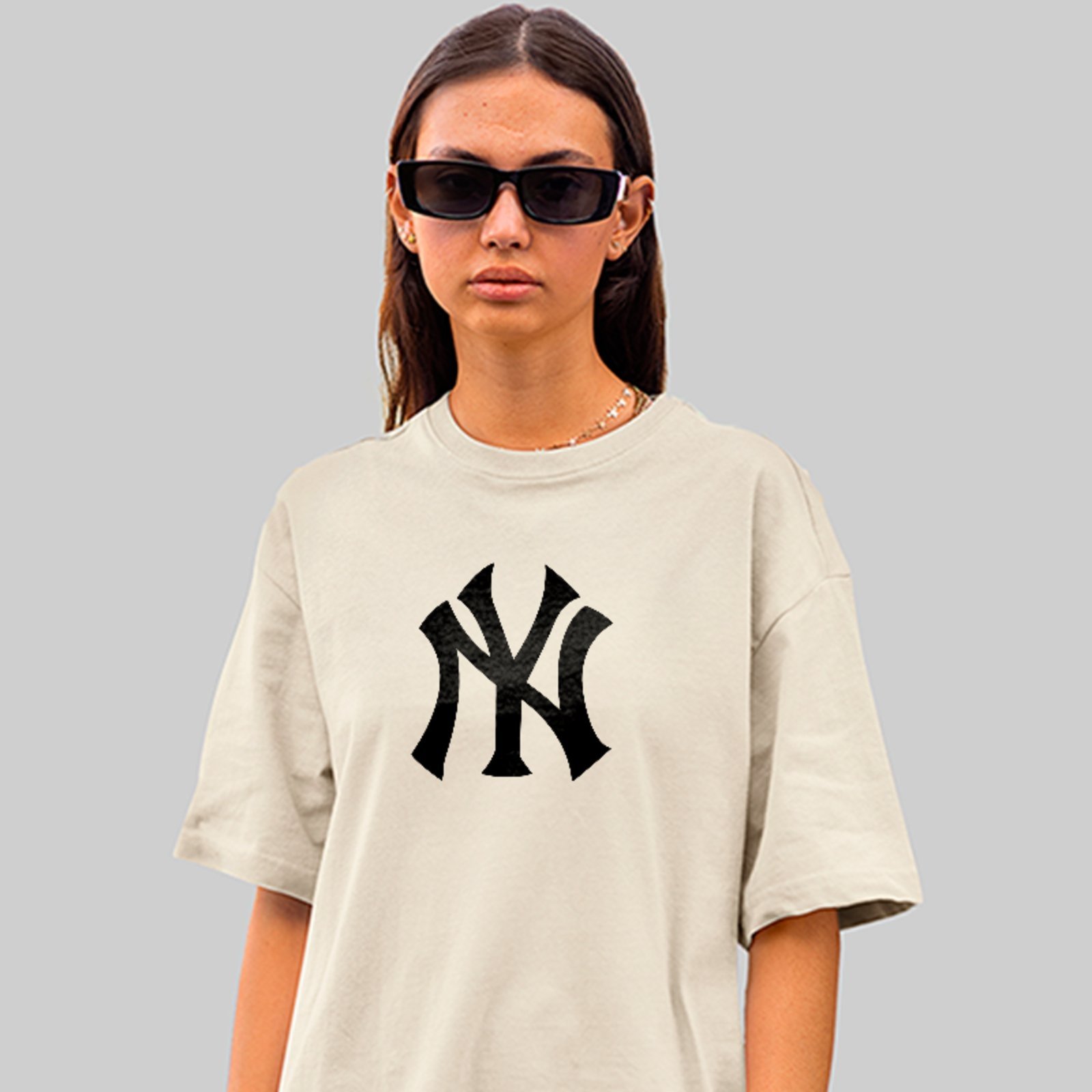 Vista 3 Camiseta Oversized New York Design Urbano Minimalista Off White ousy off-white white ousy off-white white