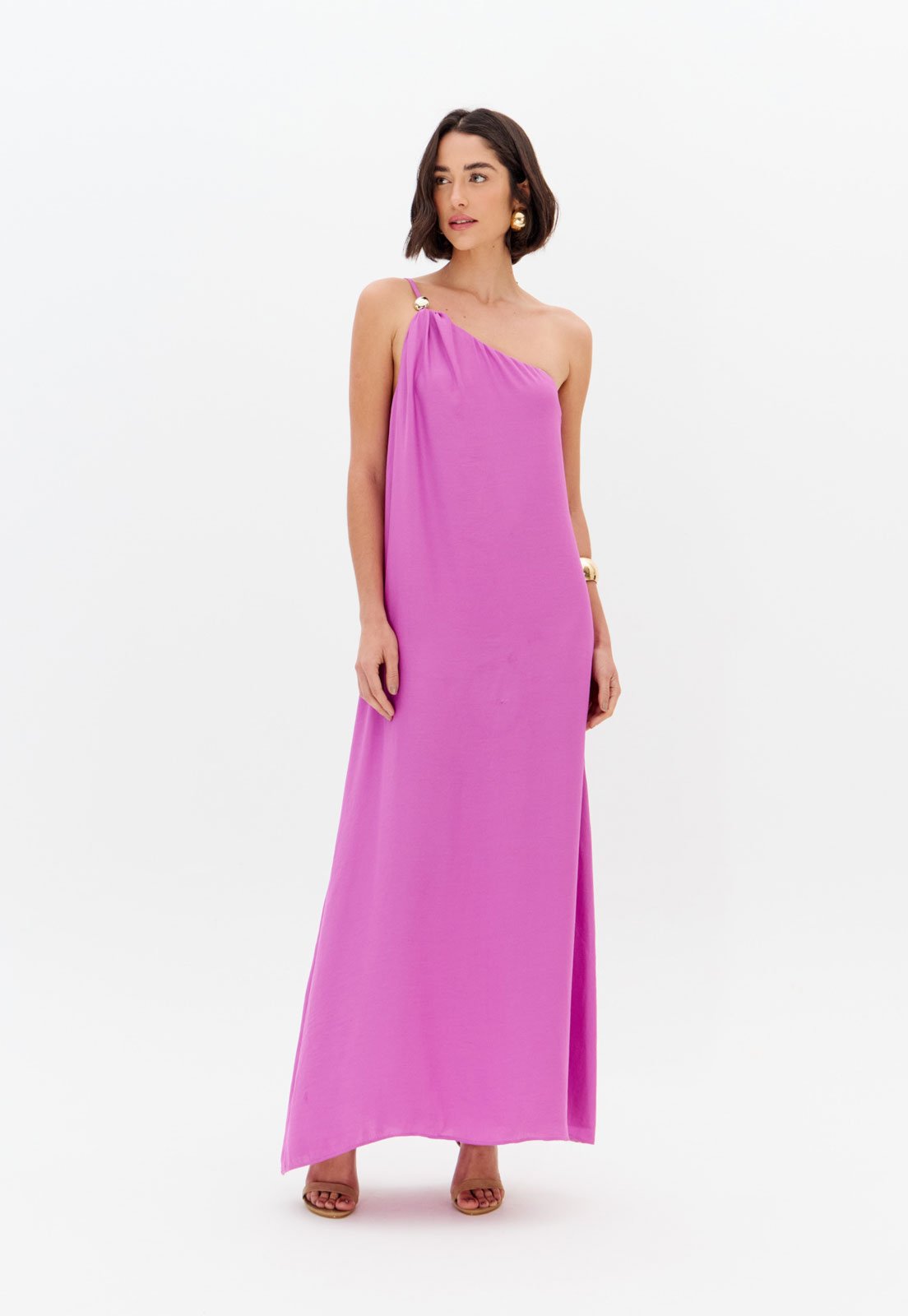 Vestido Lança Perfume Ombro Único Rosa