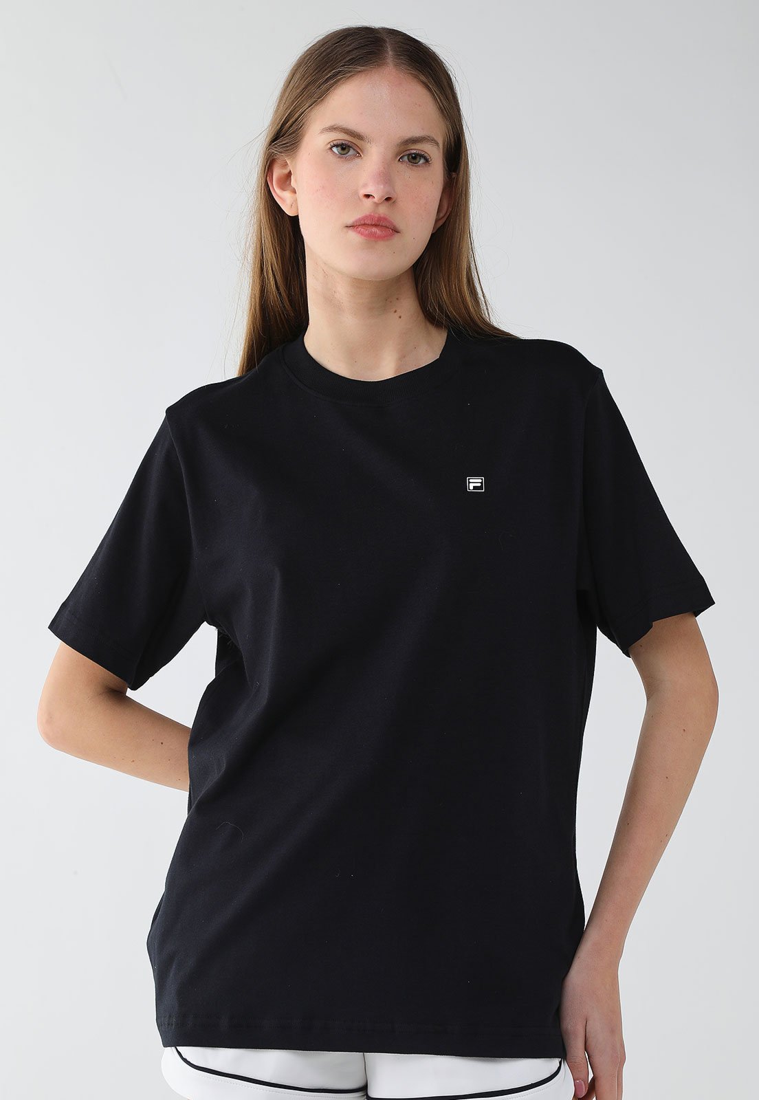 Vista 3 Camiseta Feminina Fila Oversized Letter Grap Preta preto Fila preto