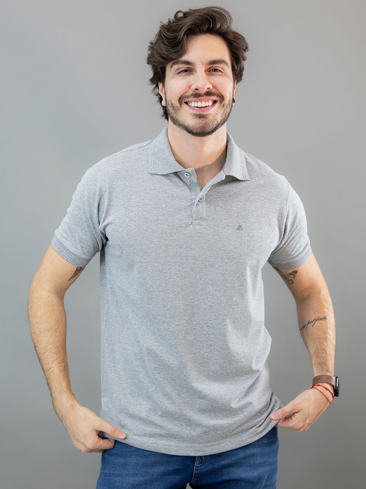 Camisa Polo Masculina Preta Mescla Tradicional Anticorpus