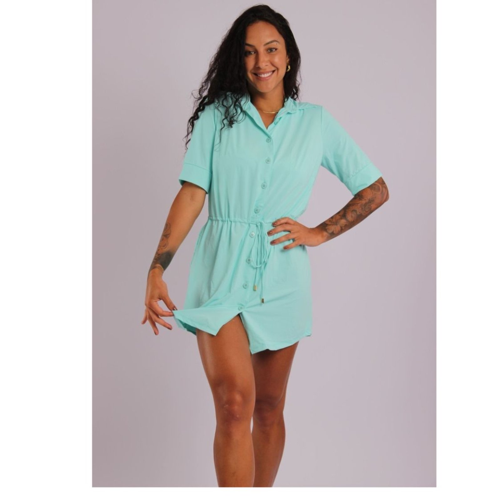 Vista 2 4003 - Saída De Praia Curta Camisão De Malha Fria Aruba - Duna Casual DunaCasual azul DunaCasual azul