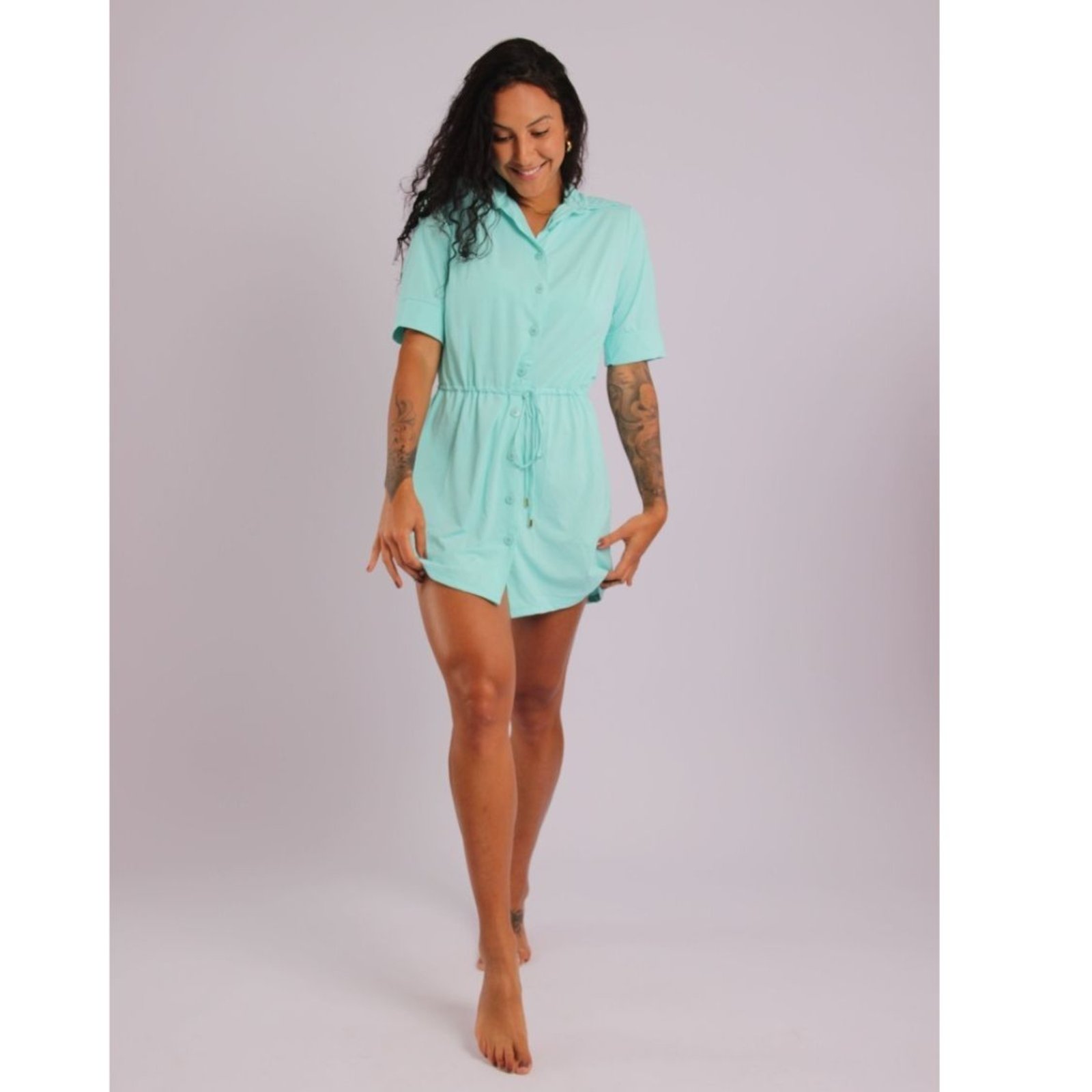 Vista 3 4003 - Saída De Praia Curta Camisão De Malha Fria Aruba - Duna Casual DunaCasual azul DunaCasual azul
