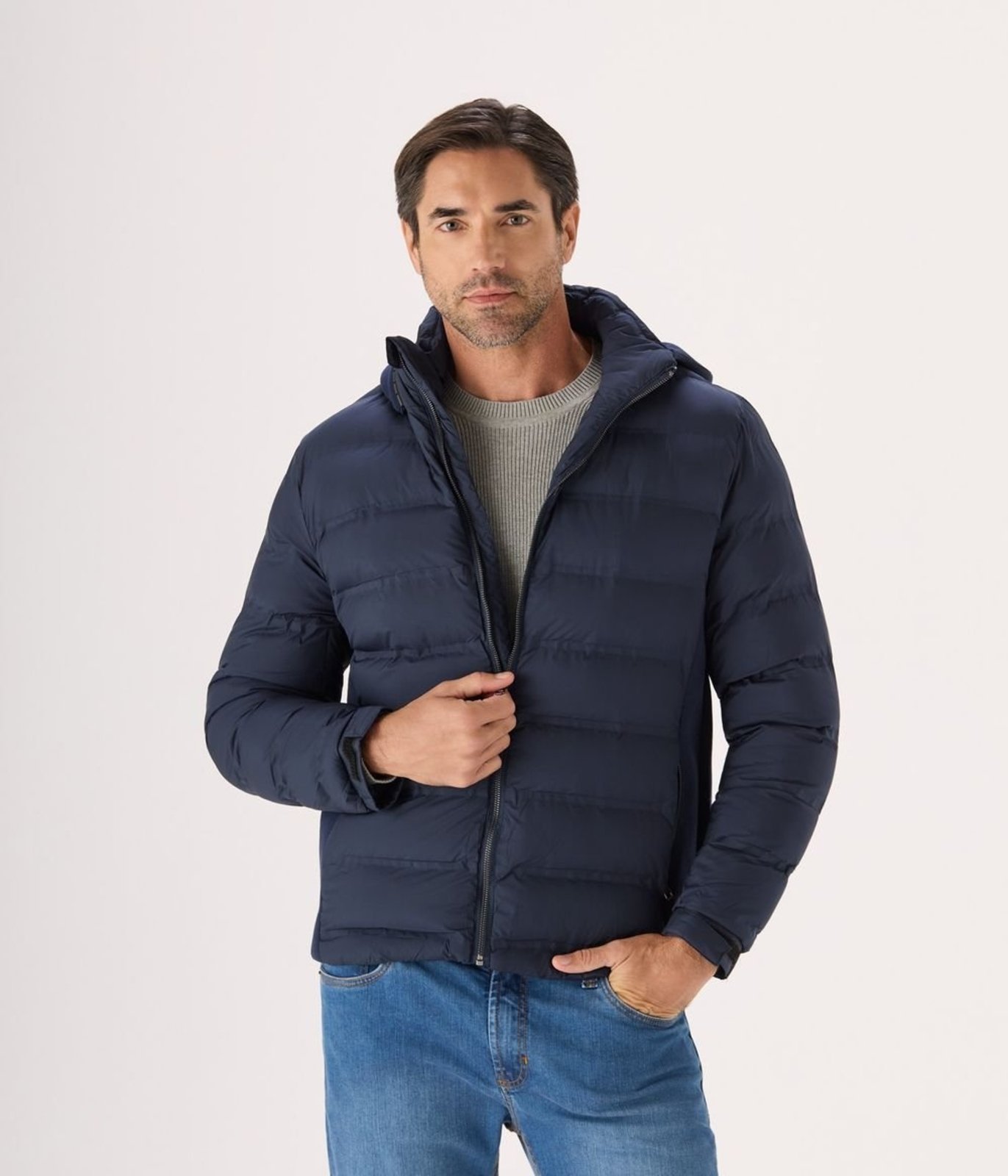 Jaqueta Makenji Puffer Com Capuz Removivel Masculina Azul Marinho