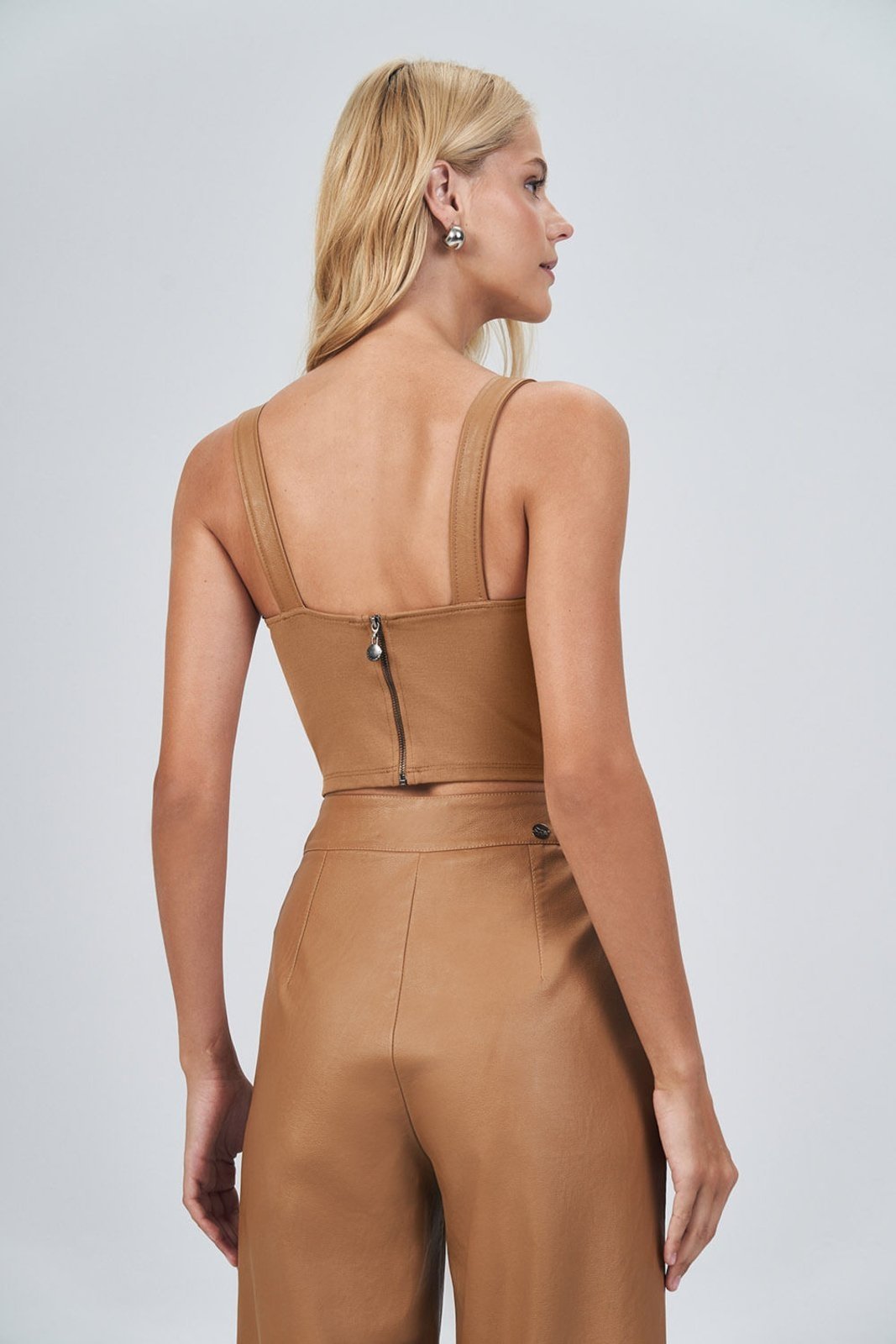 Vista 3 Top PU Busto Estruturado Feminino Acostamento ACT FEMININO bege ACT FEMININO bege