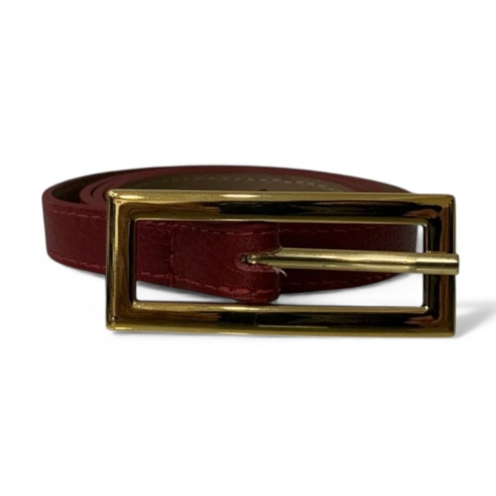 Vista 2 Cinto Feminino em Couro Fivela Comprida Dourada 034 Mariart vermelho Mariart vermelho