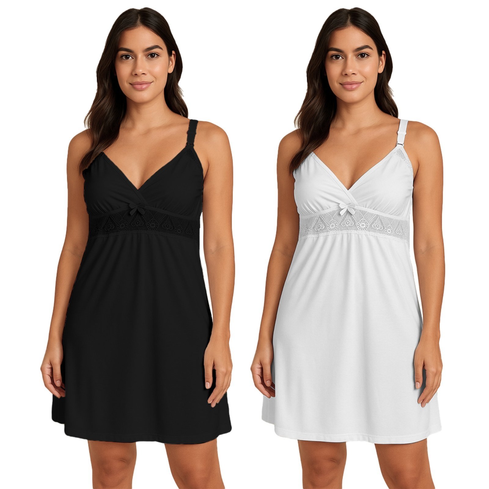 Kit 2 Camisola Tetê Variedades Amamentação Pós Parto Sem Bojo Gestante Maternidade Renda Click