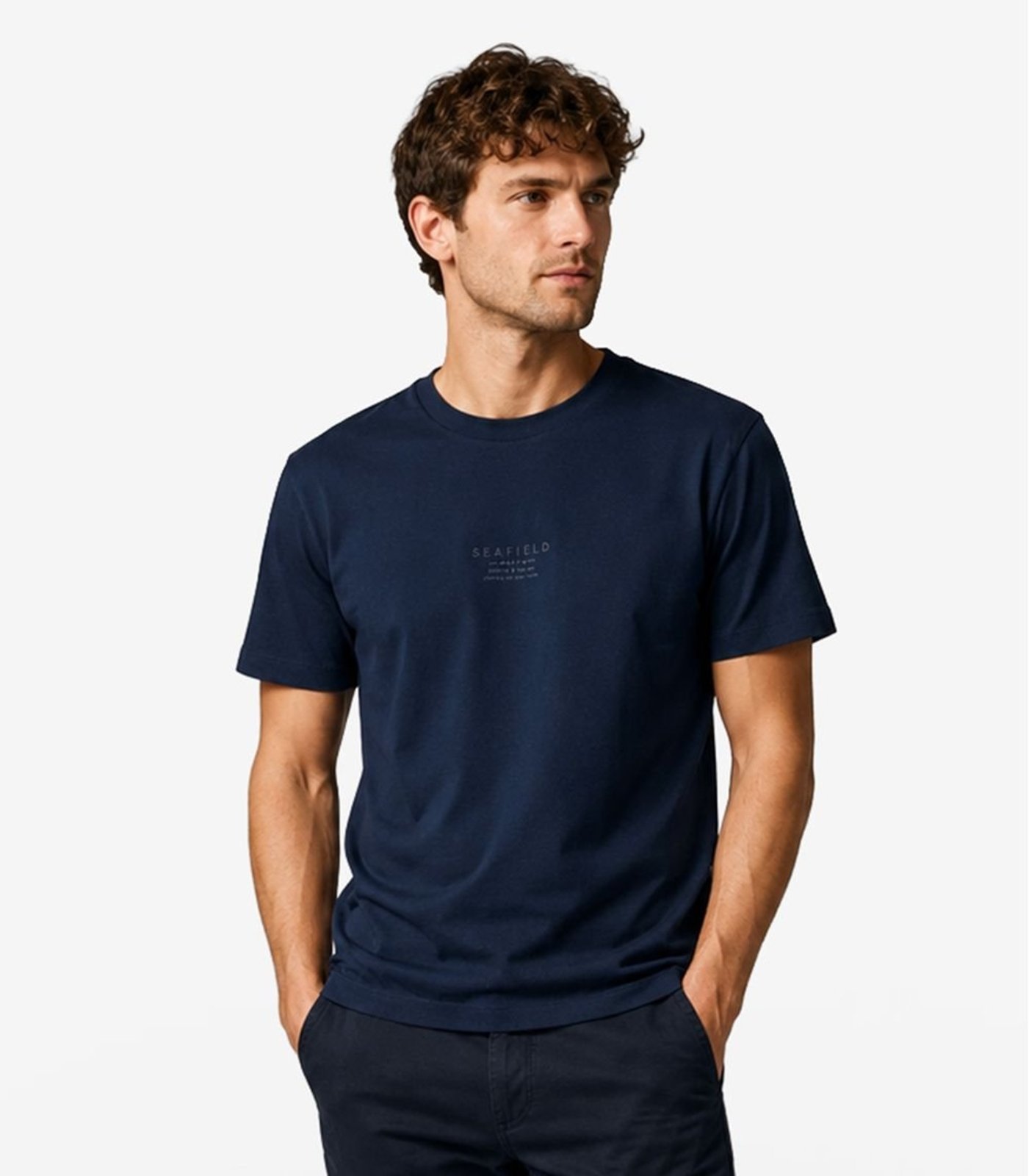 Camiseta Masculina Meia Malha Com Estampa Diametro Azul