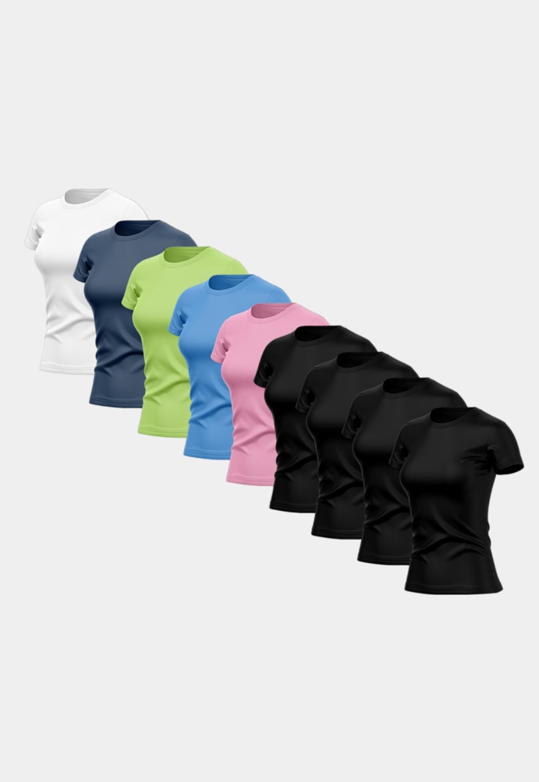 Kit 9 Camisetas Manga Curta Feminina Dry Básica Lisa Proteção Solar UV Térmica Blusa Academia Esporte Camisa