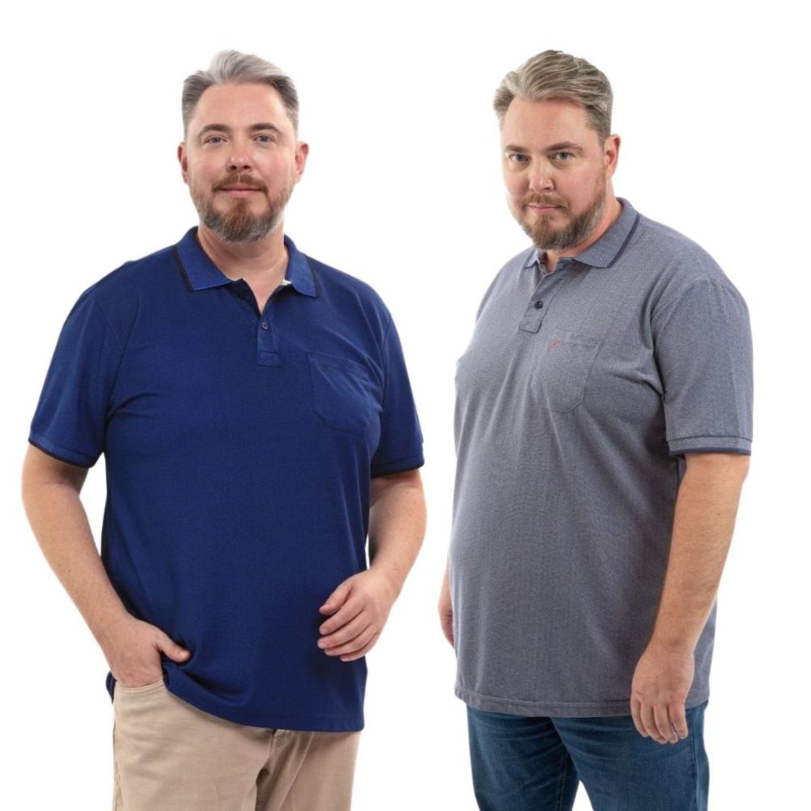 Kit 2 Camisa Polo Masculina Plus Size Pique com Bolso Casual