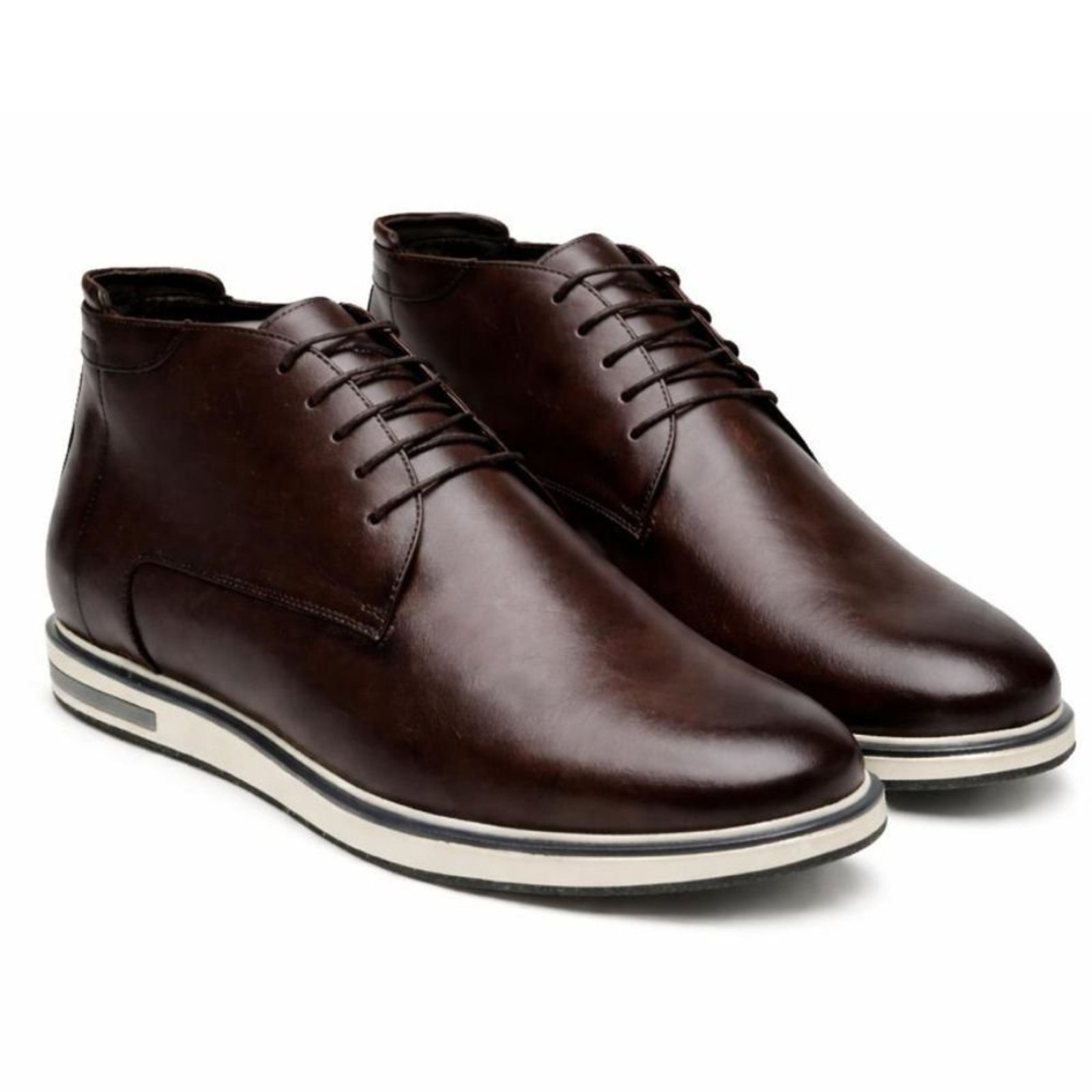 Sapato Masculino Casual Veritimo Bota Social Em Couro Cano Baixo Elegante Conforto Café