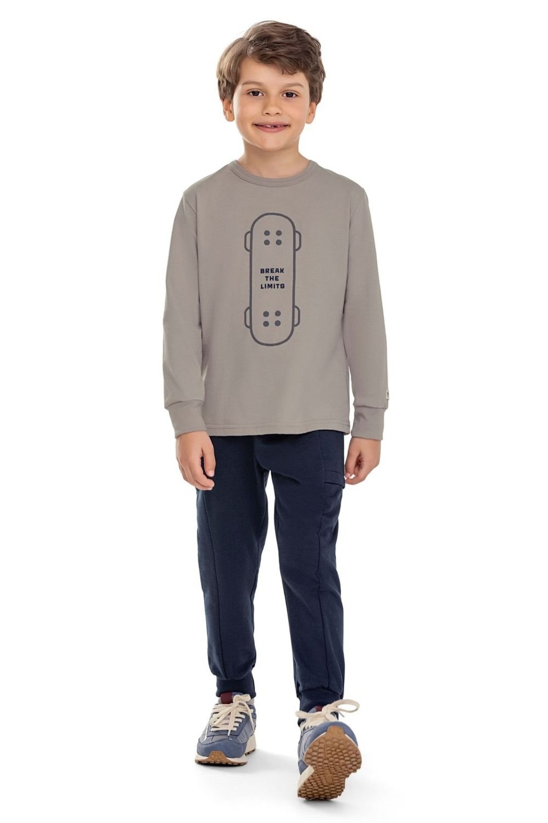 Infantil - Conjunto Longo Menino Skate Elian Cinza
