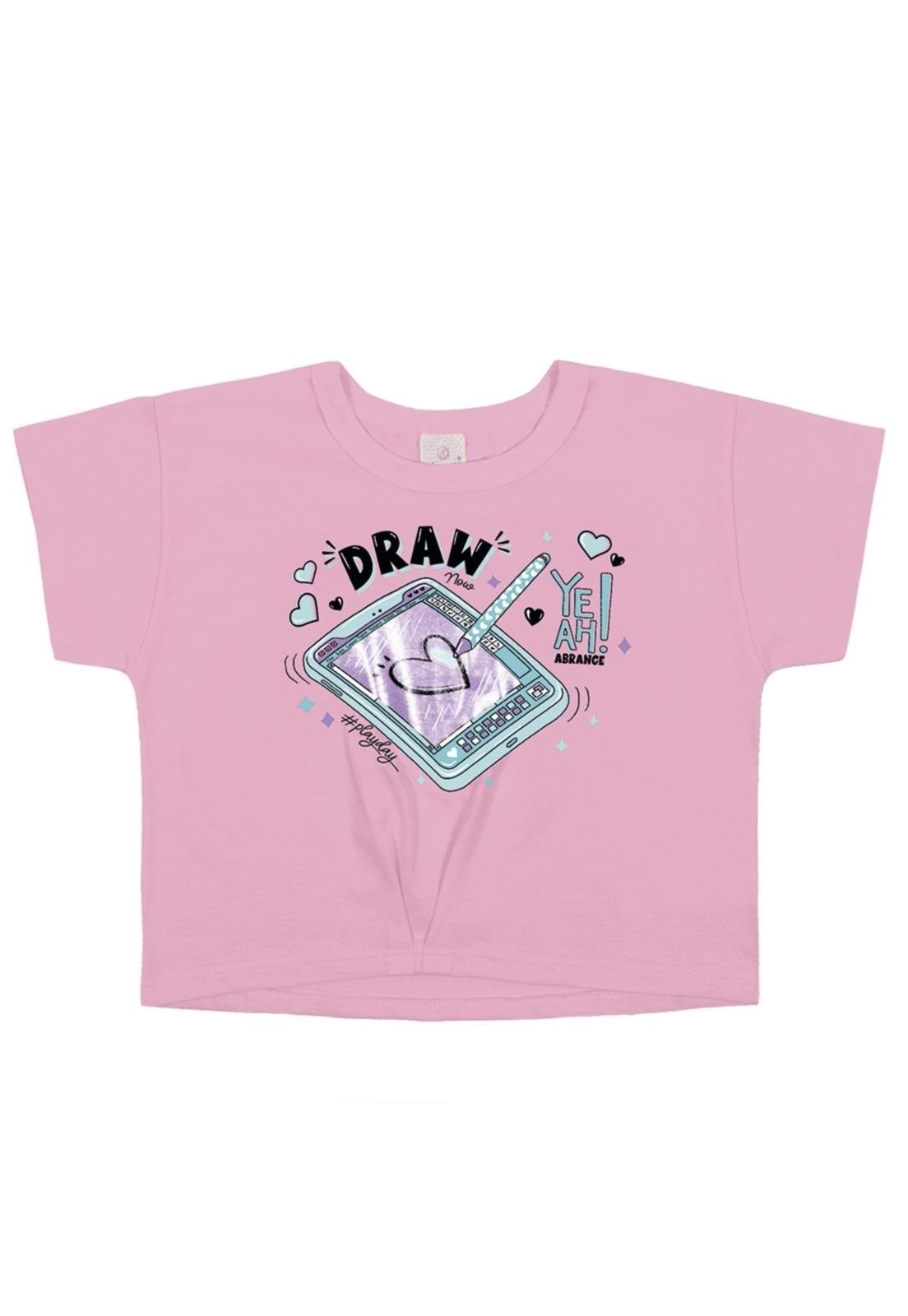 Vista 2 Infantil - Blusa Cropped Abrange Colorittá rosa Colorittá rosa