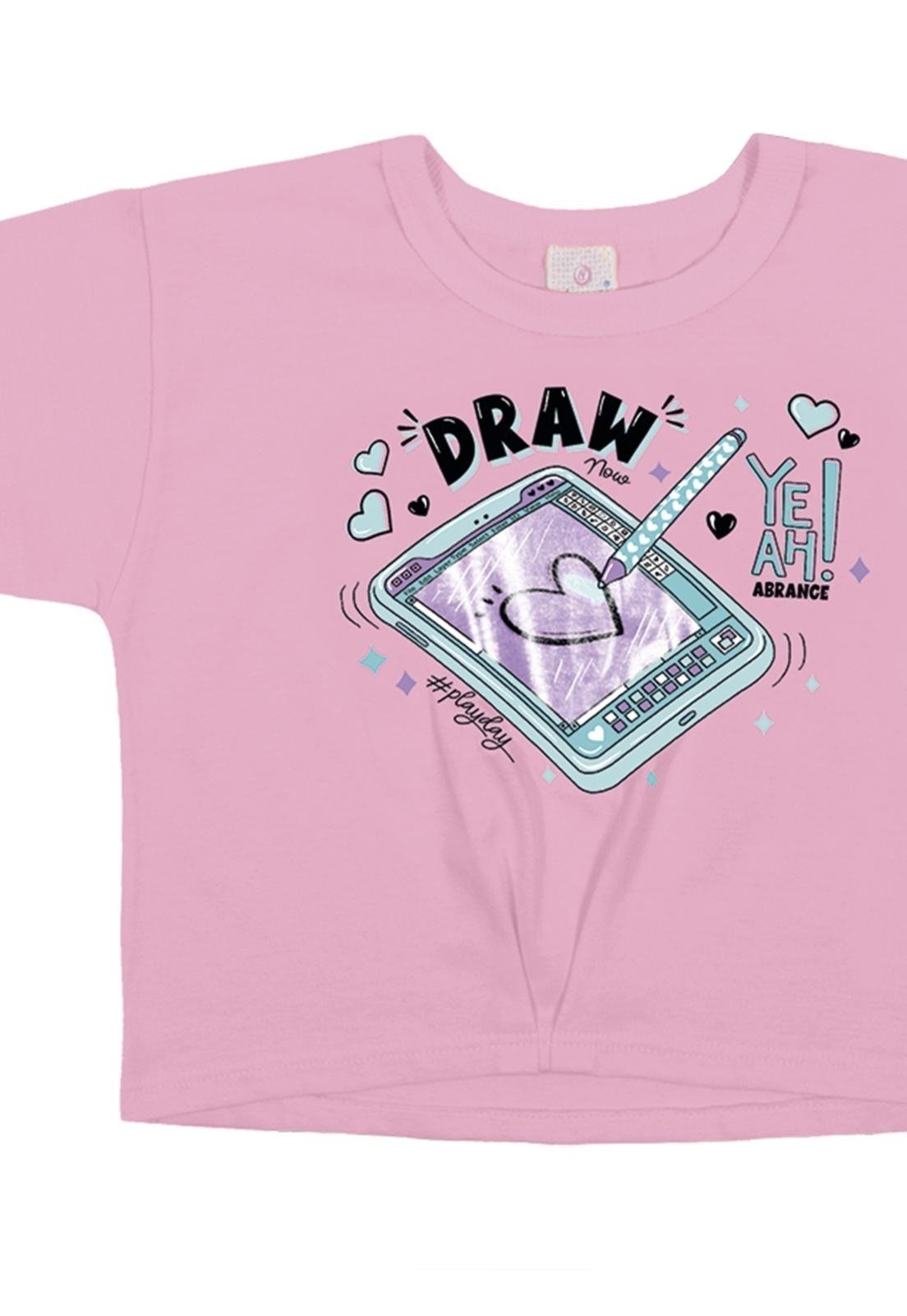 Vista 3 Infantil - Blusa Cropped Abrange Colorittá rosa Colorittá rosa