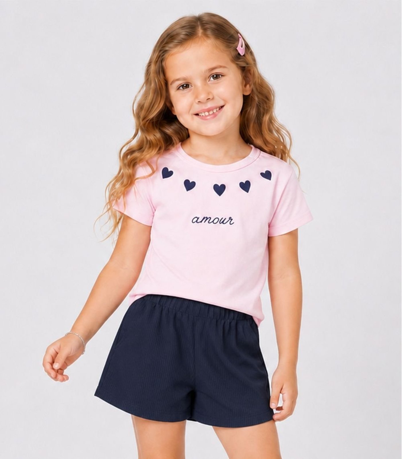 Infantil - Conjunto Blusa com Shorts Select Rosa