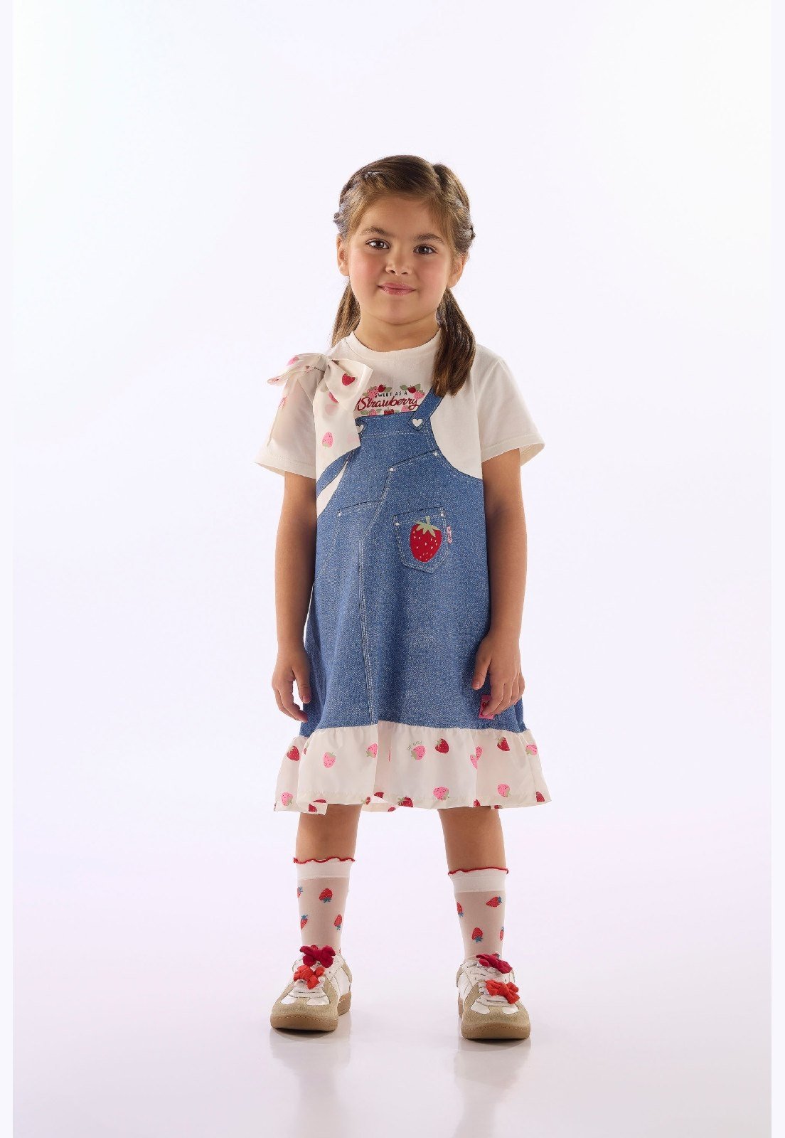 Infantil - Vestido Cotton Laço Babados Up Baby Bege