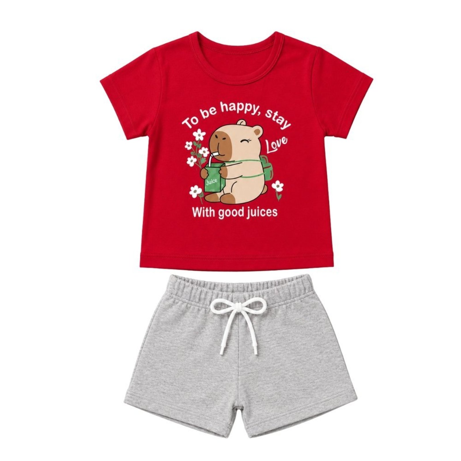Infantil - Conjunto Menina Blusa Cotton Bermuda Moletinho
