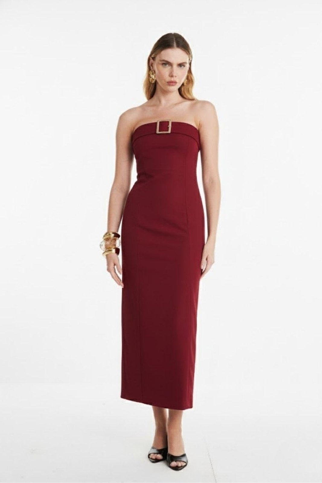 Vestido Tomara Que Caia Fivela Carlota Costa Vermelho