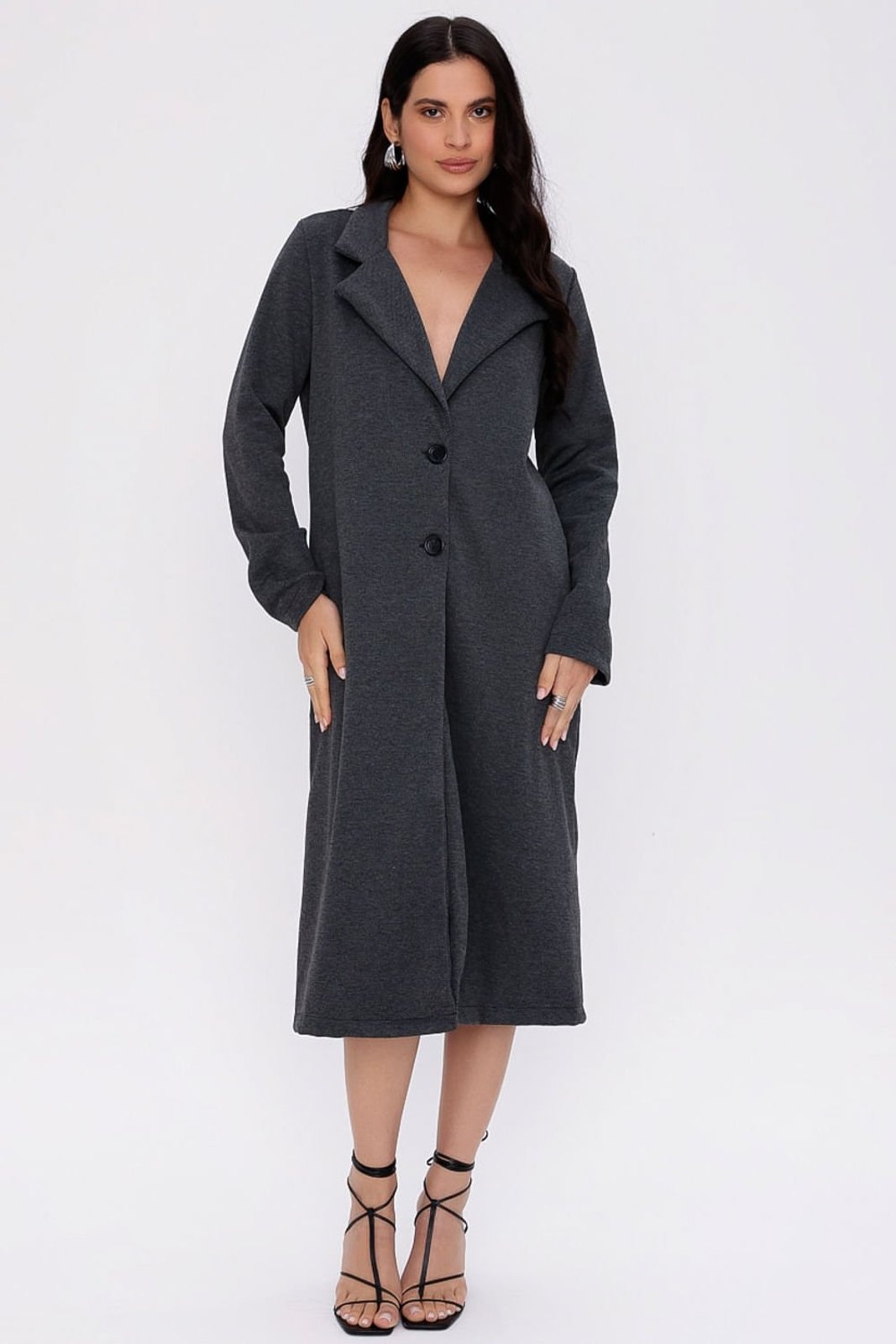 TRENCH COAT ALONGADO PRETO Gatabakana