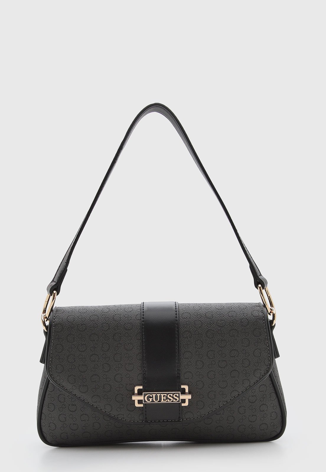 Bolsa Feminina Guess Estruturada Monograma Cinza