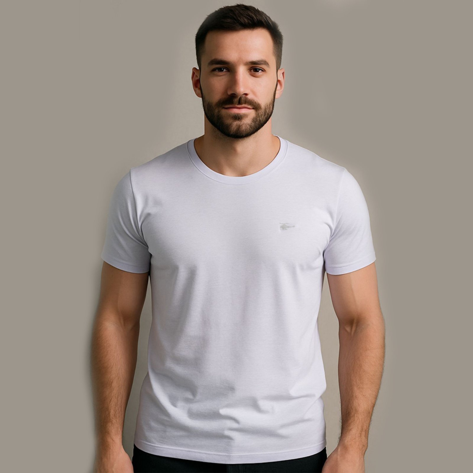 Camiseta Masculina Sallo Gola O Básica Premium Branco