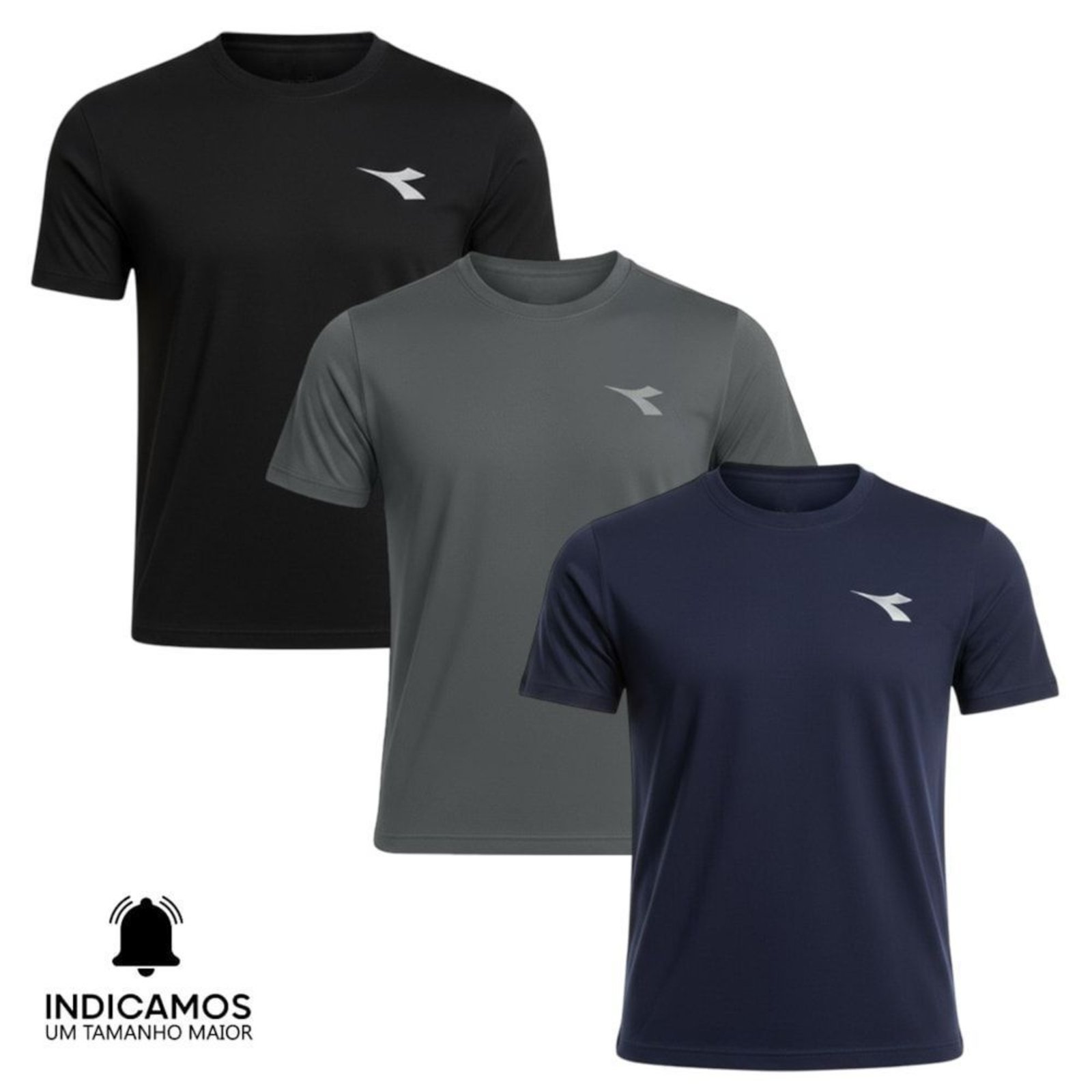 Kit 3 Camisetas Diadora Small Logo Masculina - Preto - diadora