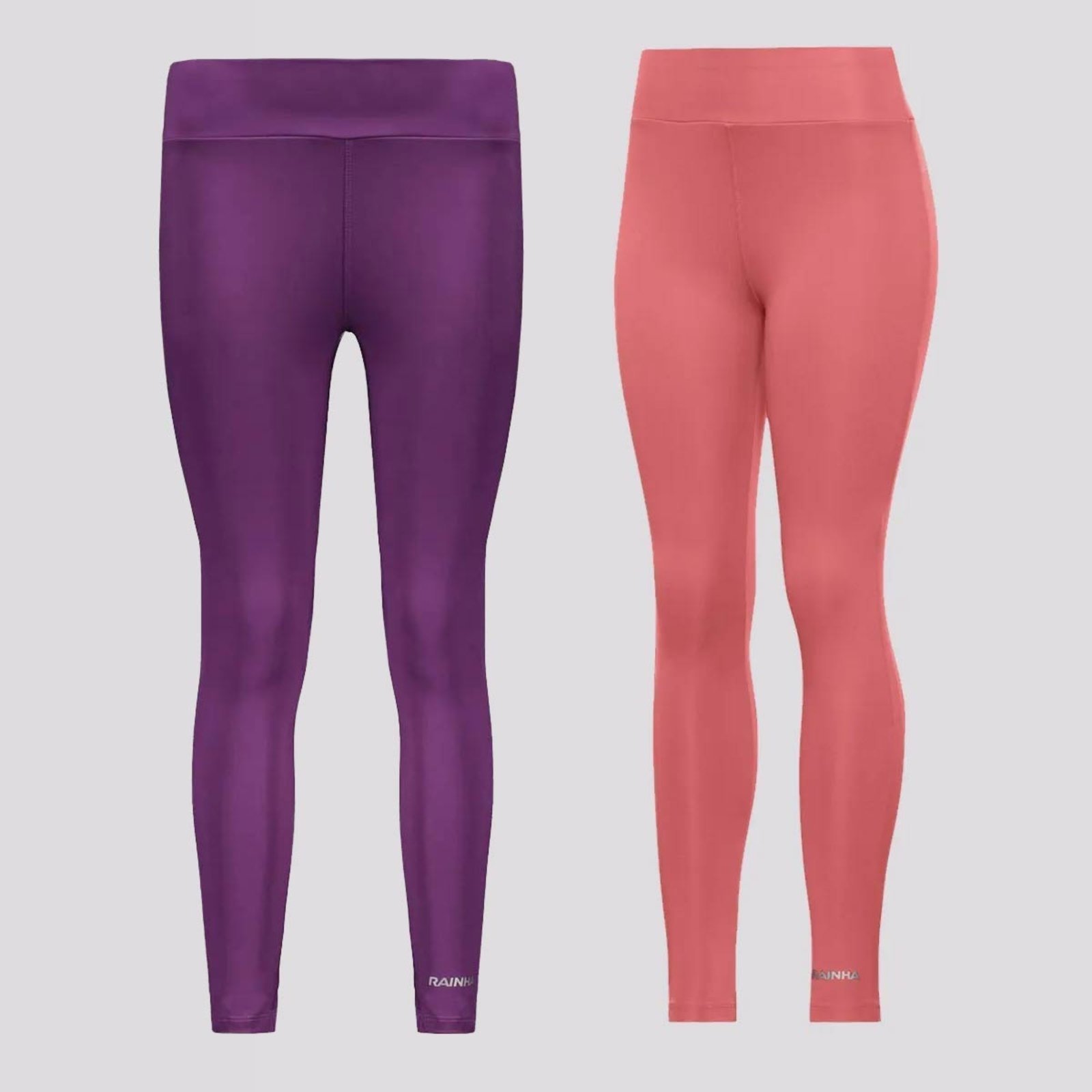 Kit 2 Calças Legging Rainha Classic UV 50+ Joy II Feminina Roxa e Rosa