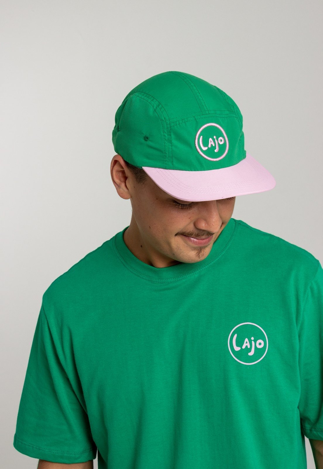 Boné Lajo 5 Panels Verde e Rosa