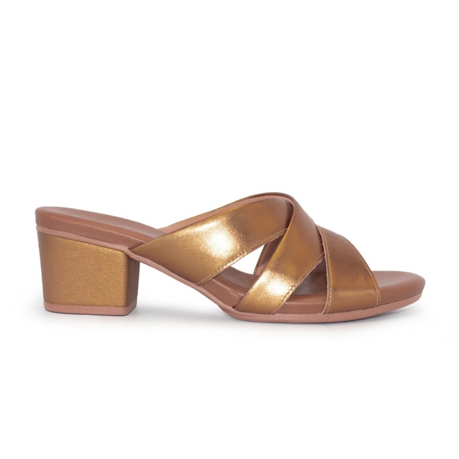 Tamanco Usaflex Feminino Salto Bloco Couro AE3223