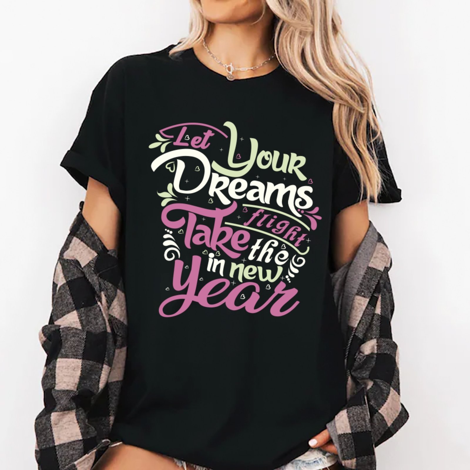 Camiseta Ousy Let Your Dreams Take Flight Oversized Feminina Preto