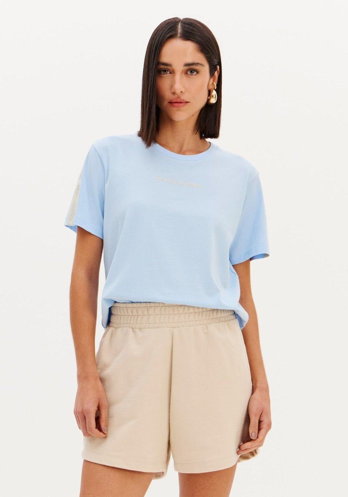 T-shirt Descolada Com Estampa E Gorgurão Sport Easy