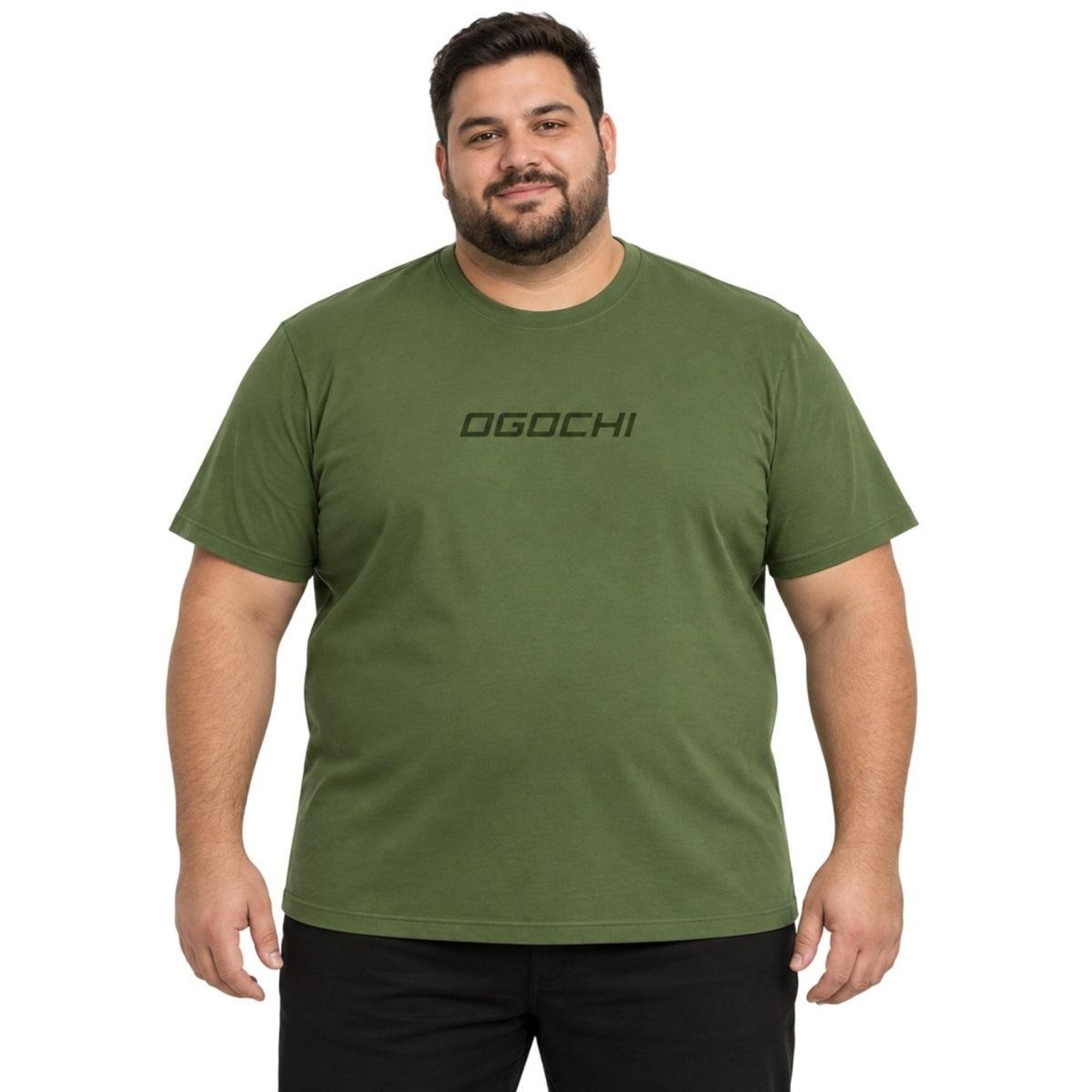 Camiseta Manga Curta Ogochi Plus Size Masculina 006563039 Verde