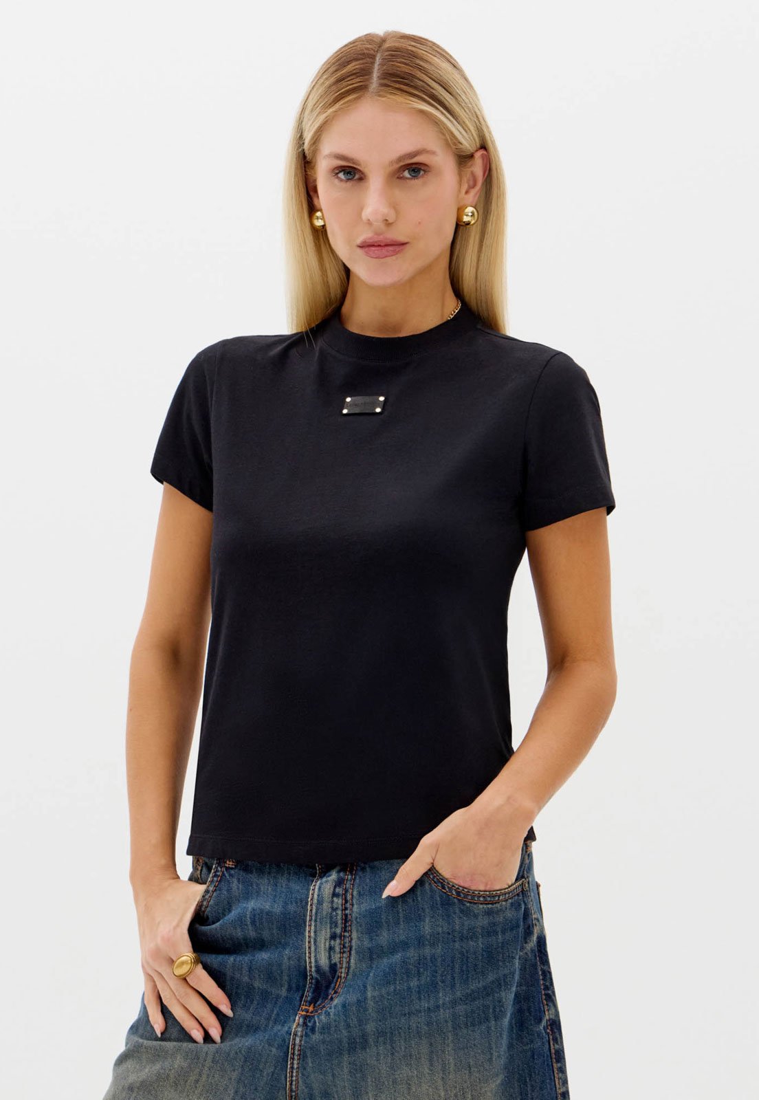 Vista 2 Camiseta Feminina Lança Perfume Placa Preta preto Lança Perfume preto