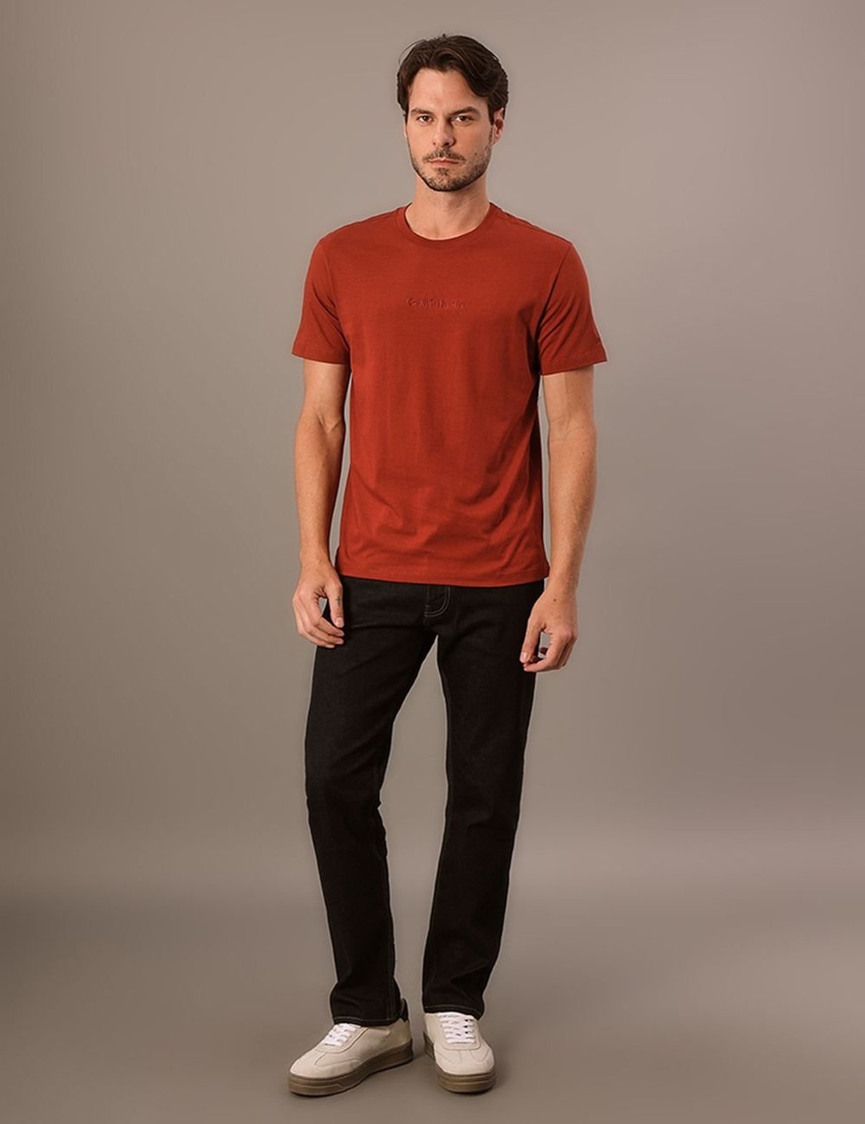 Camiseta Manga Curta Calvin Klein Masculino Calvin Klein Bordado - Ferrugem Calvin Klein Jeans