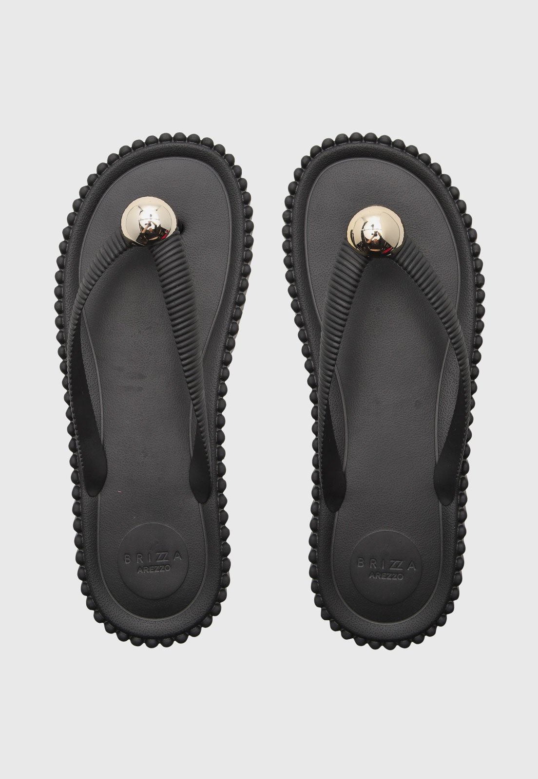 Chinelo Feminino Brizza Arezzo Tiras Detalhe Bola Preto