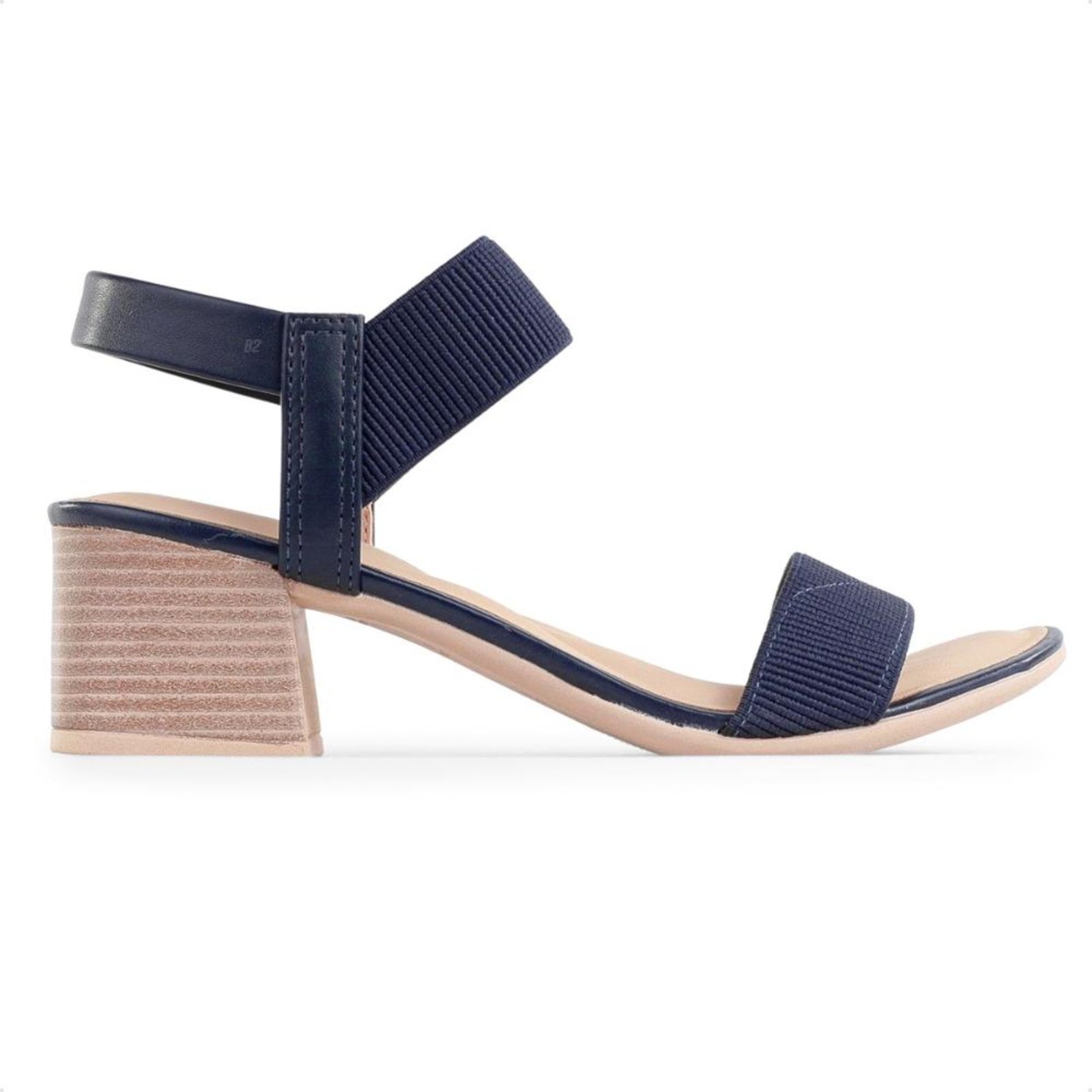 Sandália Comfortflex Salto Bloco Elástico Feminina Azul Marinho
