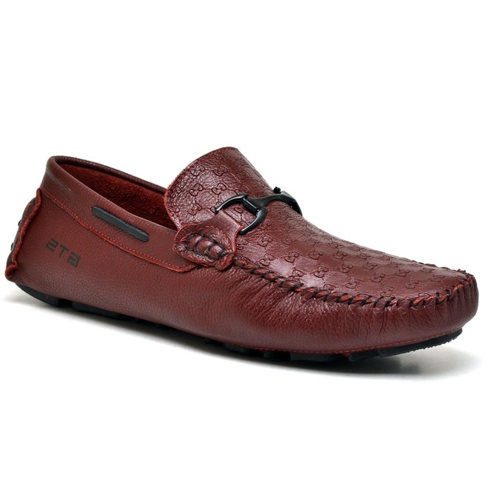 Mocassim Drive Couro Masculino Flexível Macio Solado Emborrachado Calce Fácil Artesanal Vinho