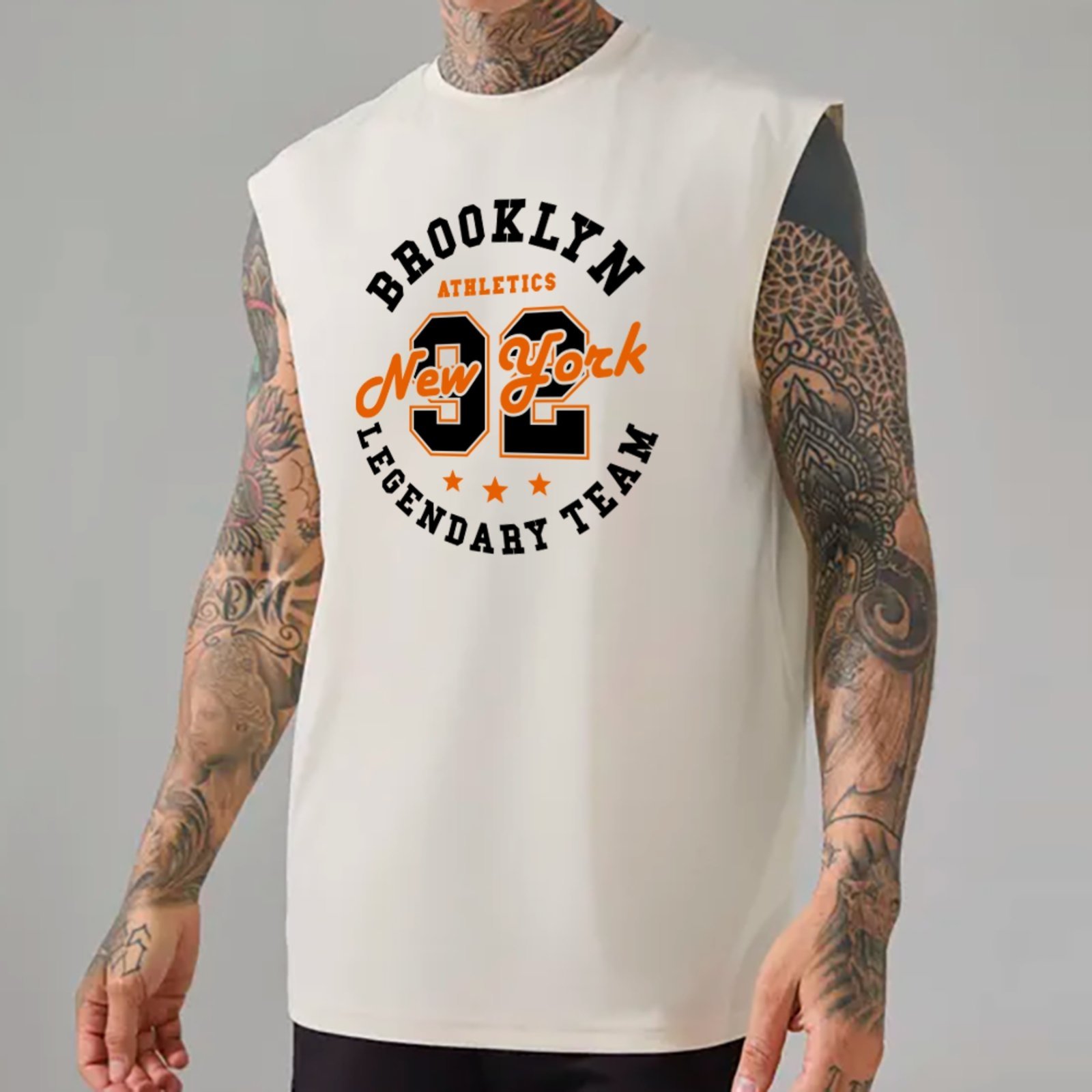 Camiseta Regata Machão Ousy Brooklyn 92 New York Oversized Masculina Branco