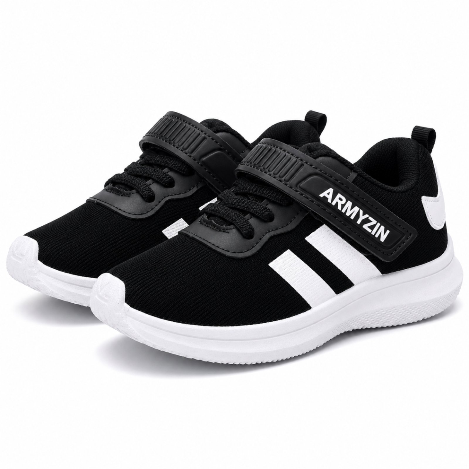 Infantil - Tênis Masculino Leve Confortável Macio Preto Branco Armyz