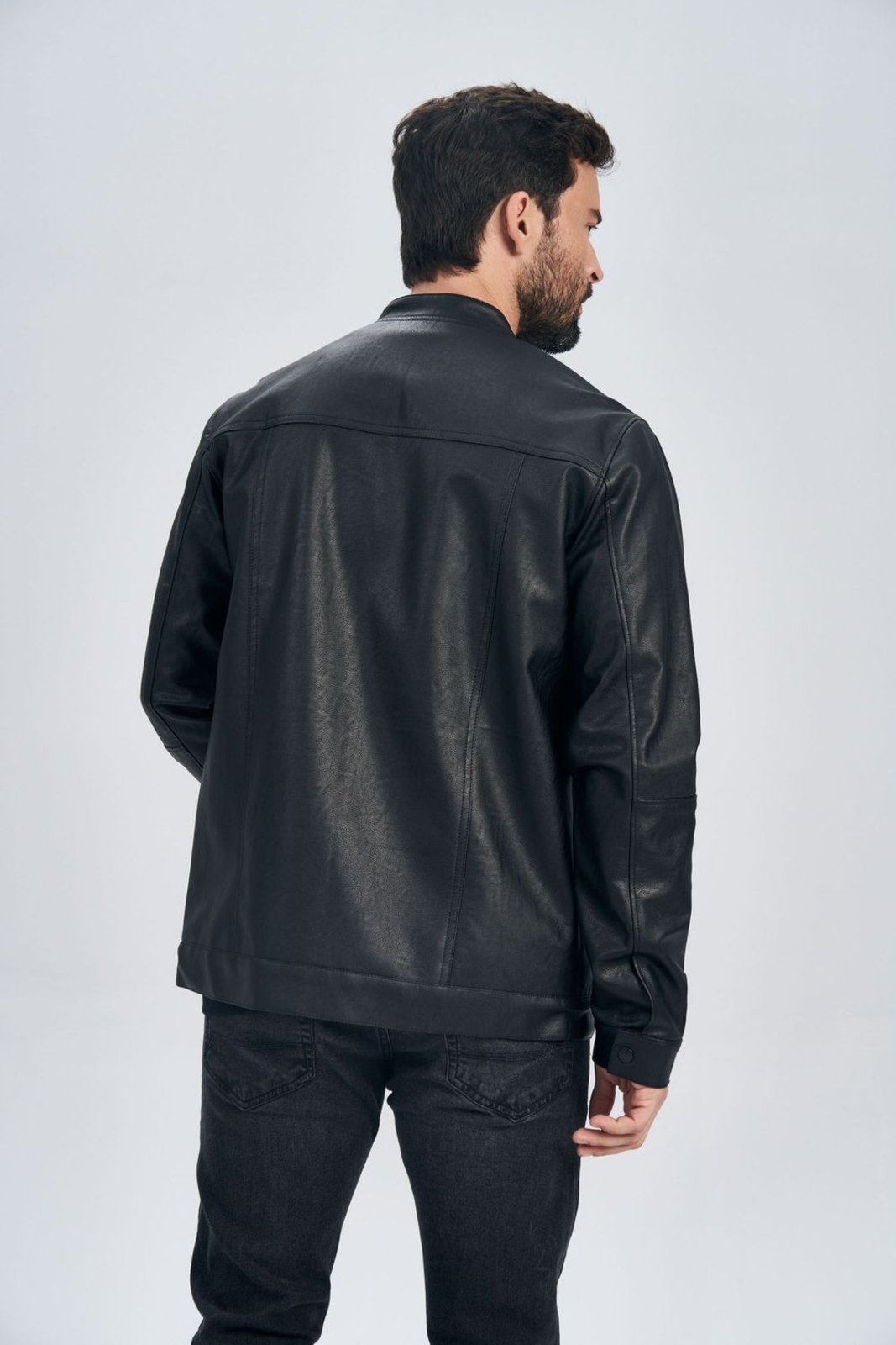 Vista 3 Jaqueta Biker PU Masculina Acostamento ACOSTAMENTO MASCULINO preto ACOSTAMENTO MASCULINO preto