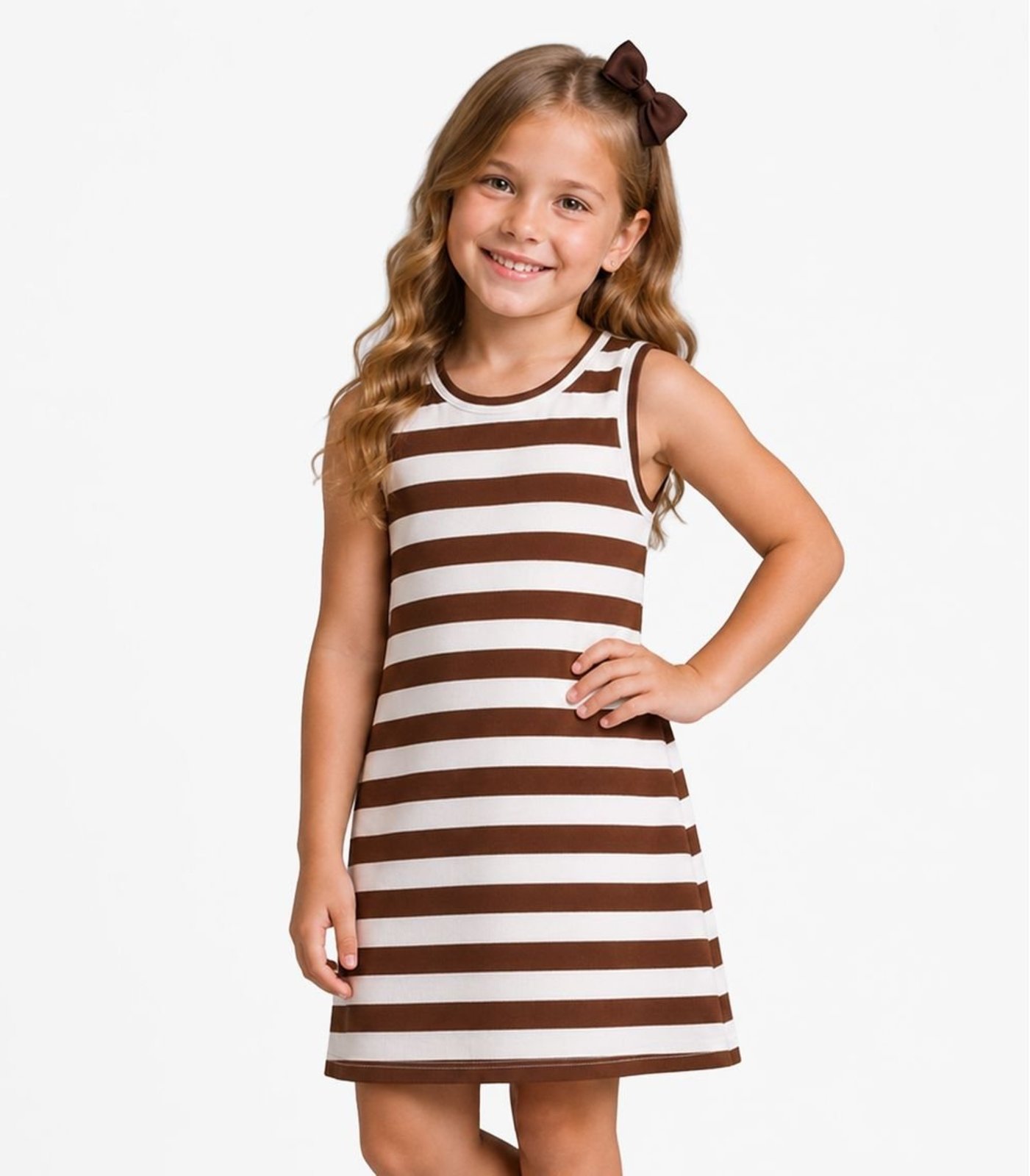 Infantil - Vestido Feminino Listrado Select Marrom