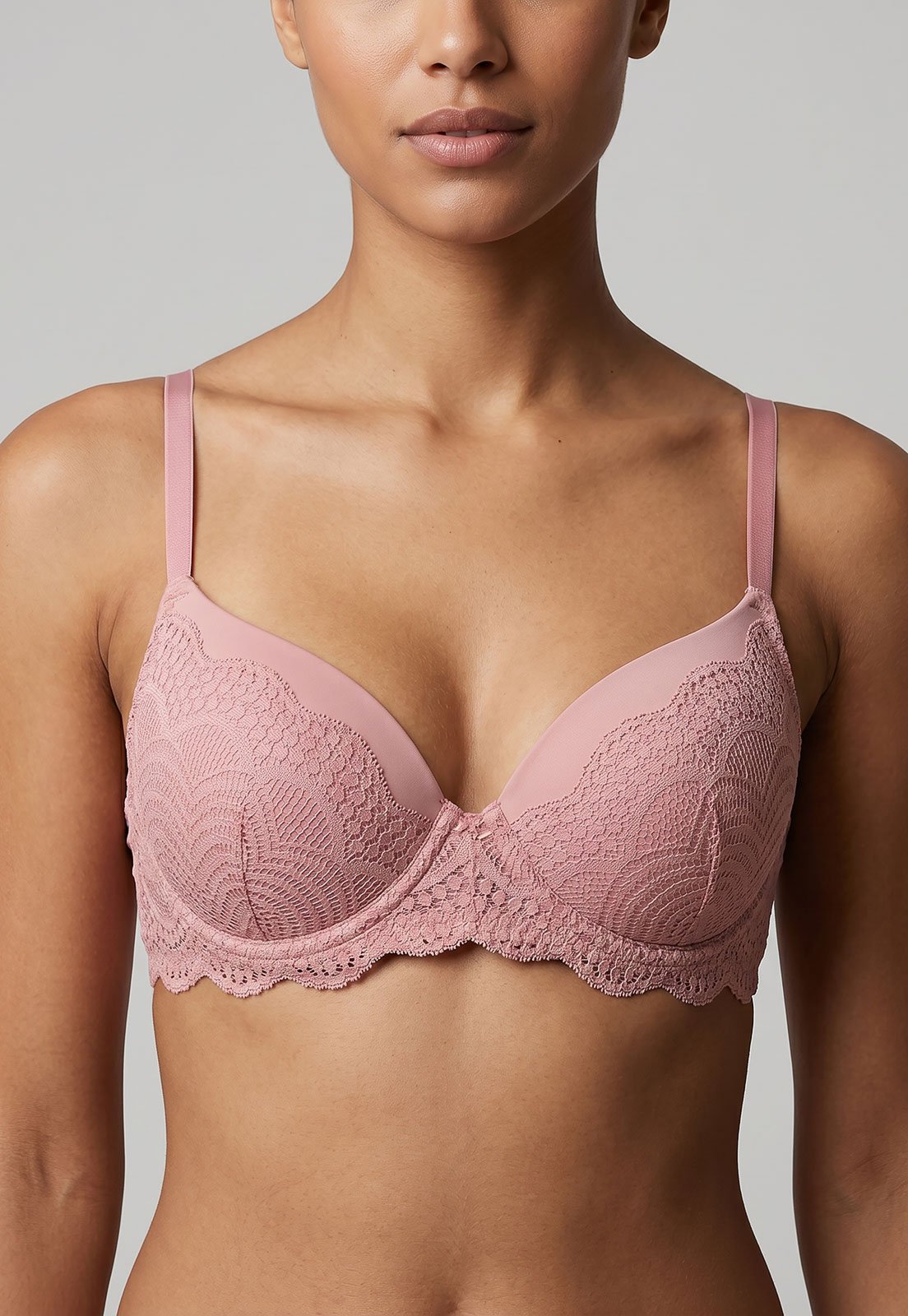 Sutiã Liz Push up Renda Rosa